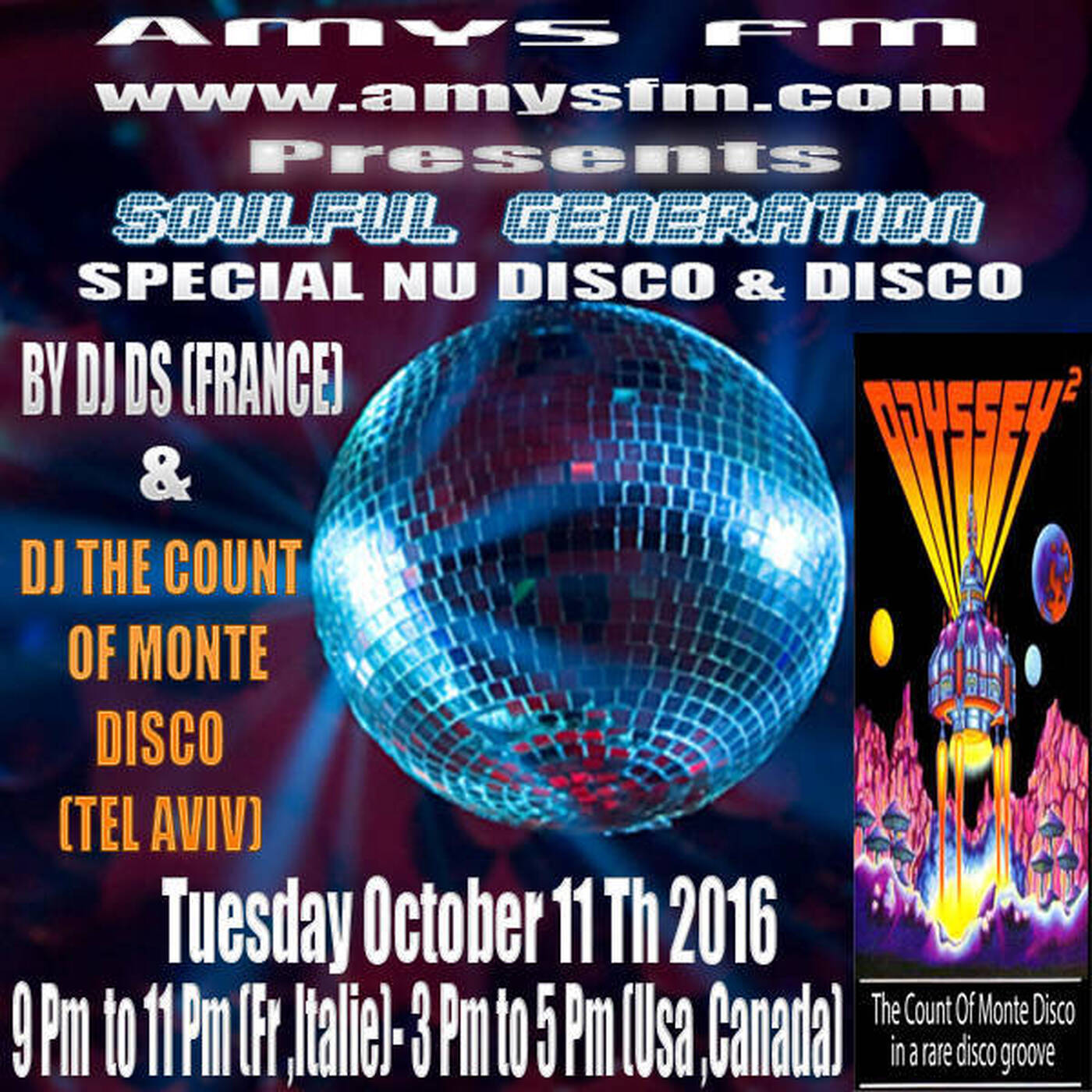 SOULFUL GENERATION AMYS FM LIVE SHOW BY DJ DS (FRANCE)WITH GUEST  DISCO MIX BY DJ THE COUNT OF MONTE DISCO (TEL AVIV)OCTOBER11 episode artwork