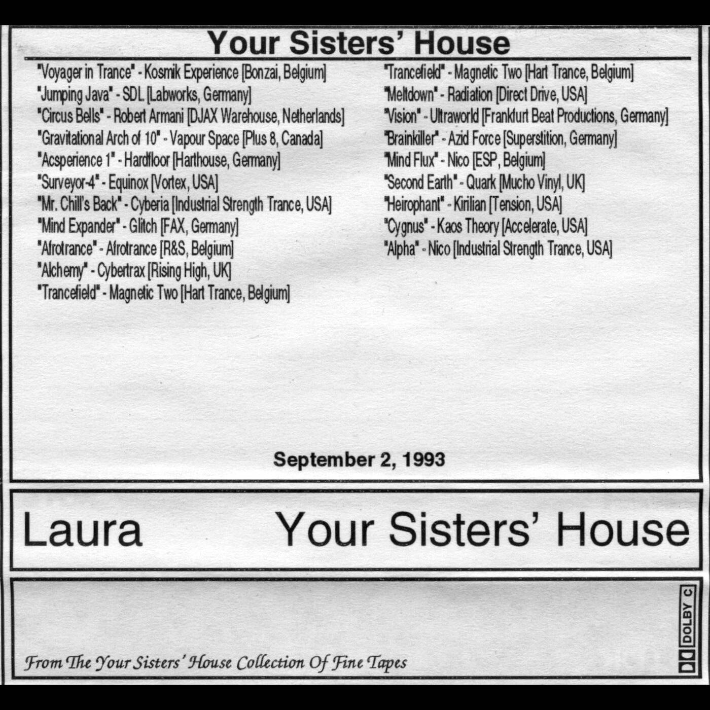 DJ Laura La Gassa- Live At Your Sisters' House - 9-2-93 (Jim Hopkins Remaster) episode artwork