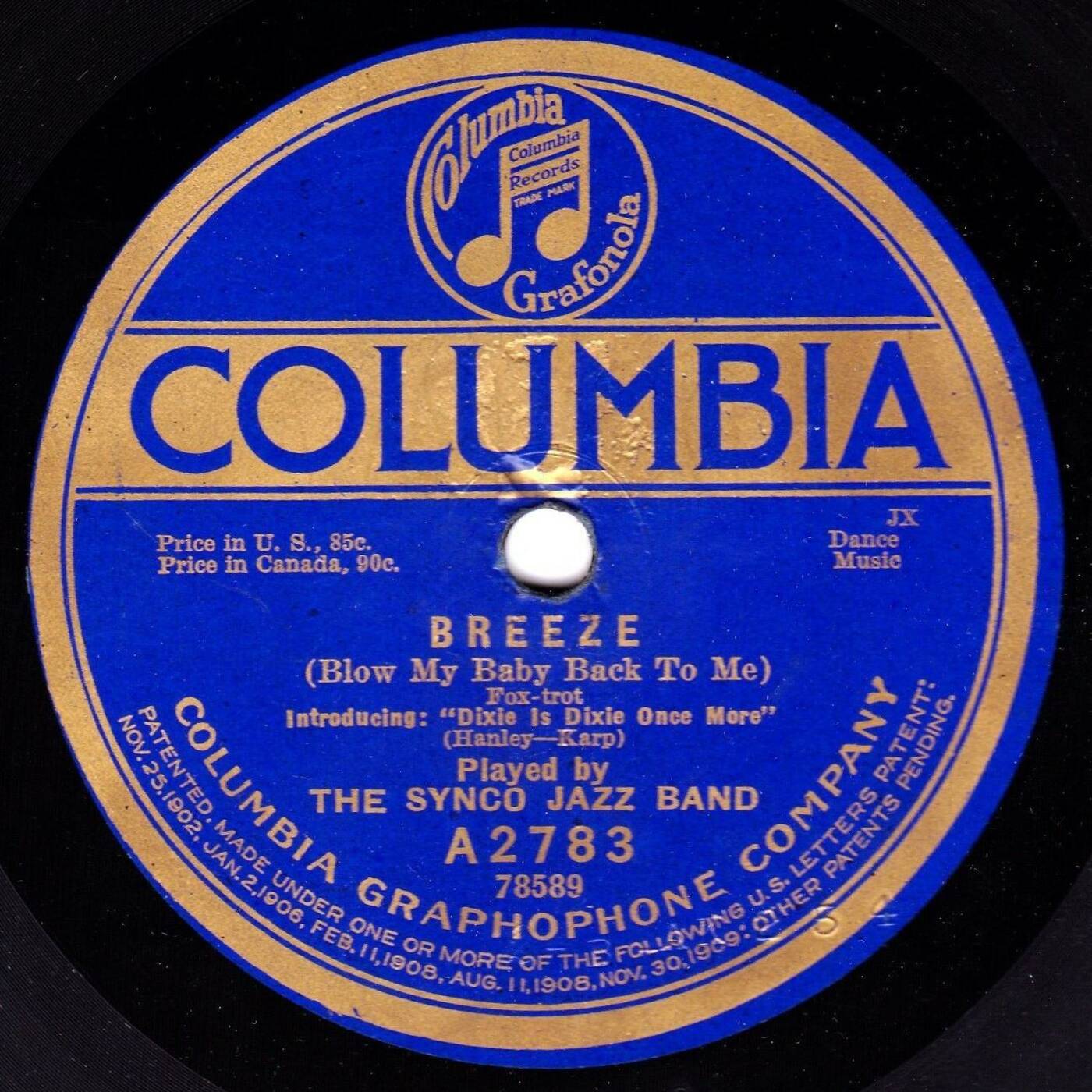 78 The Synco Jazz Band - Breeze Blow My Baby Back To Me (1919 Columbia) episode artwork
