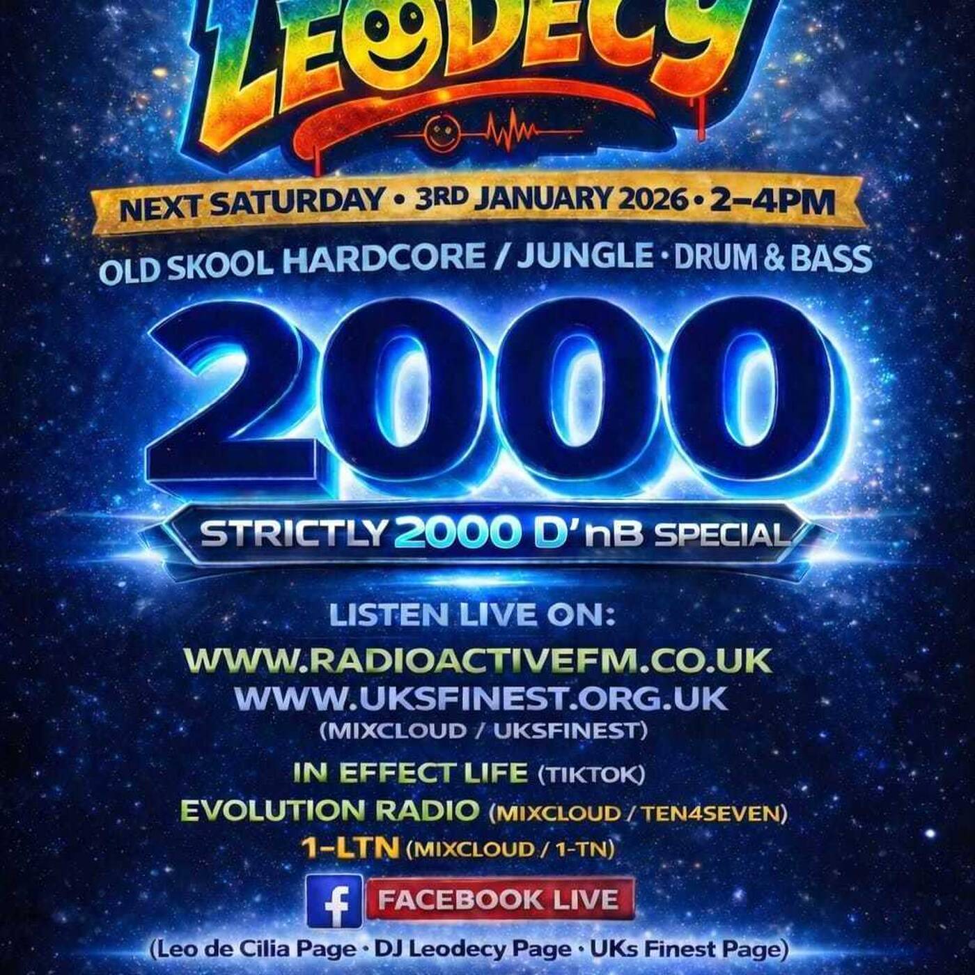Leodecy Live, 3.1.26, 2-4pm, Strictly 2000 DnB Set