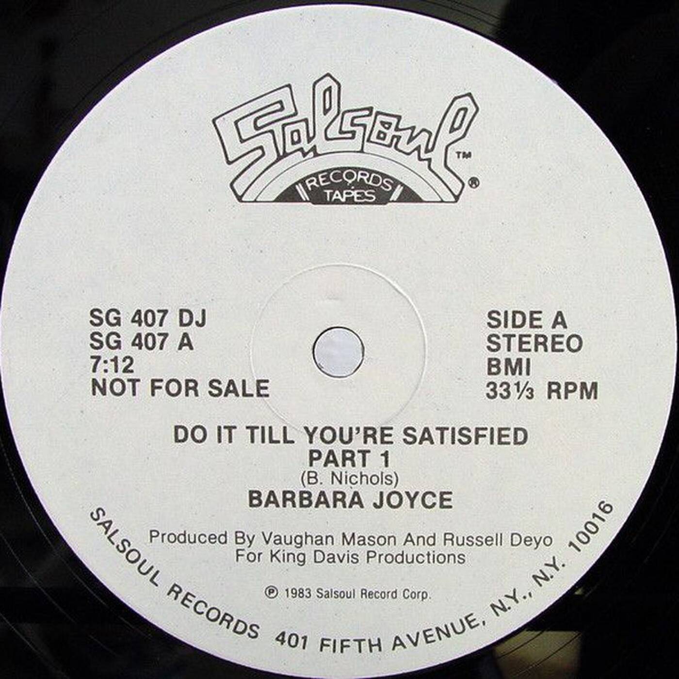Barbara Joyce - Do It 'til You're Satisfied  (Original 12-Inch Mix)  Salsoul Records episode artwork