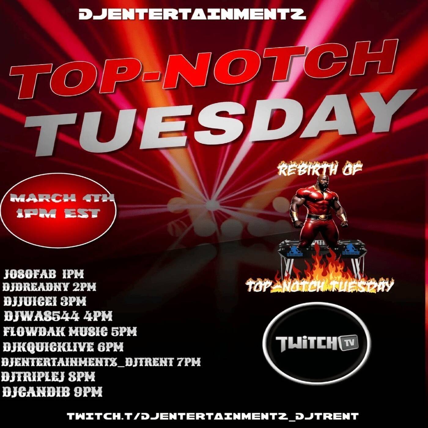 TOPNOTCHTUESDAYREBIRTHRAIDTRAINHosted By @djentertainmentz_djtrent 6-7PMEST‼️ episode artwork