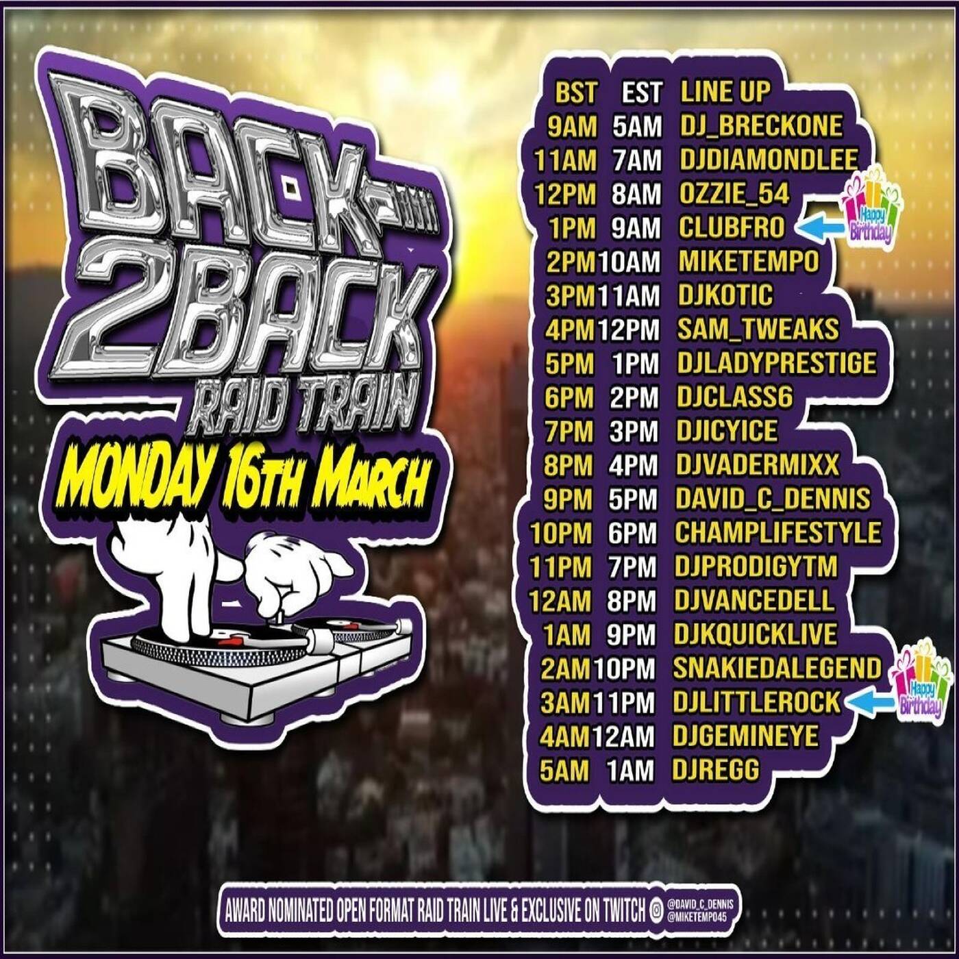 BACK 2 BACK MONDAYRAIDTRAINHosted By @david_c_dennis & @miketempo 9-10PMEST‼️(MAR 16, 2026) episode artwork