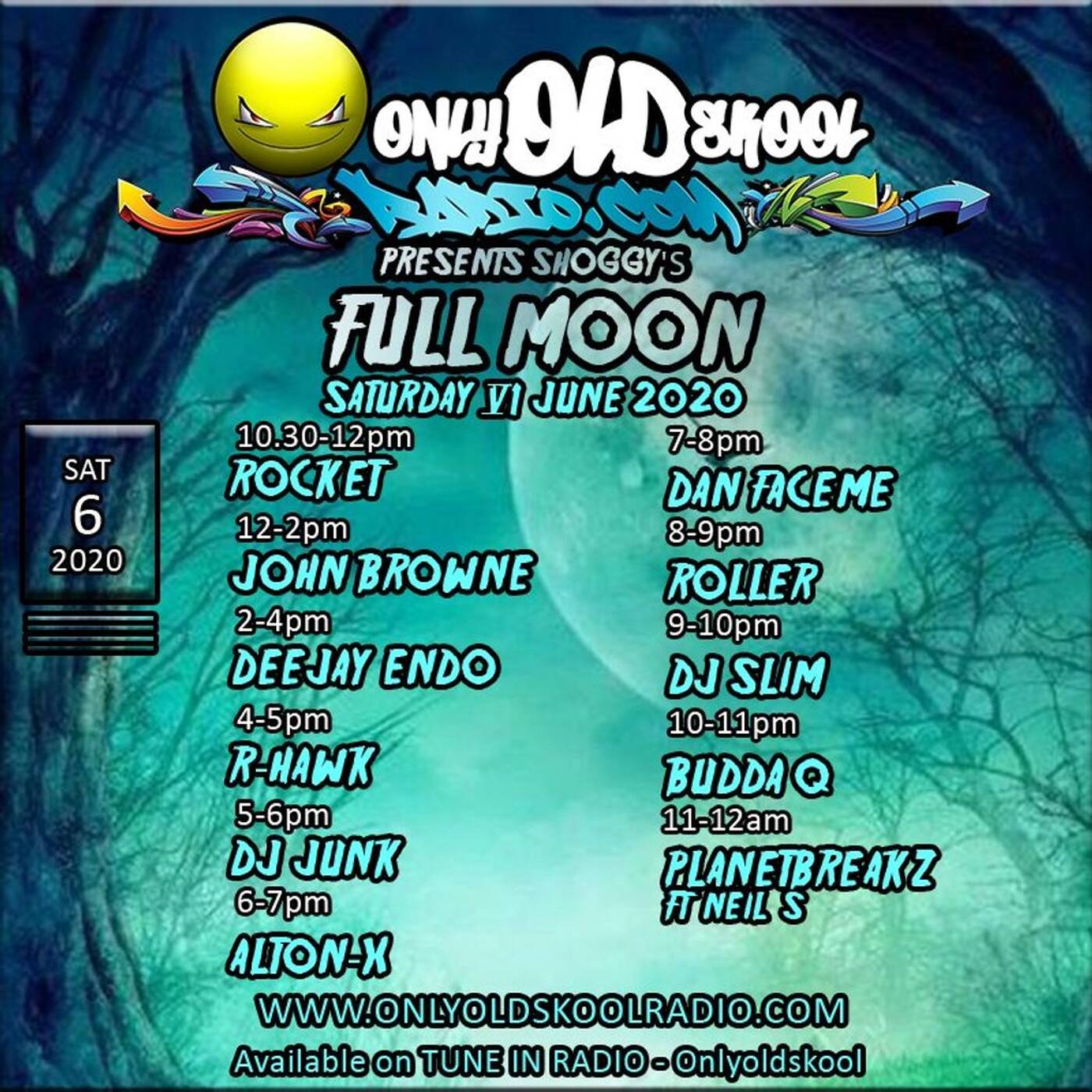 DJ R-Hawk - Full Moon Darkside Jungle - Sat 6th June 2020 - Only Oldskool Radio episode artwork