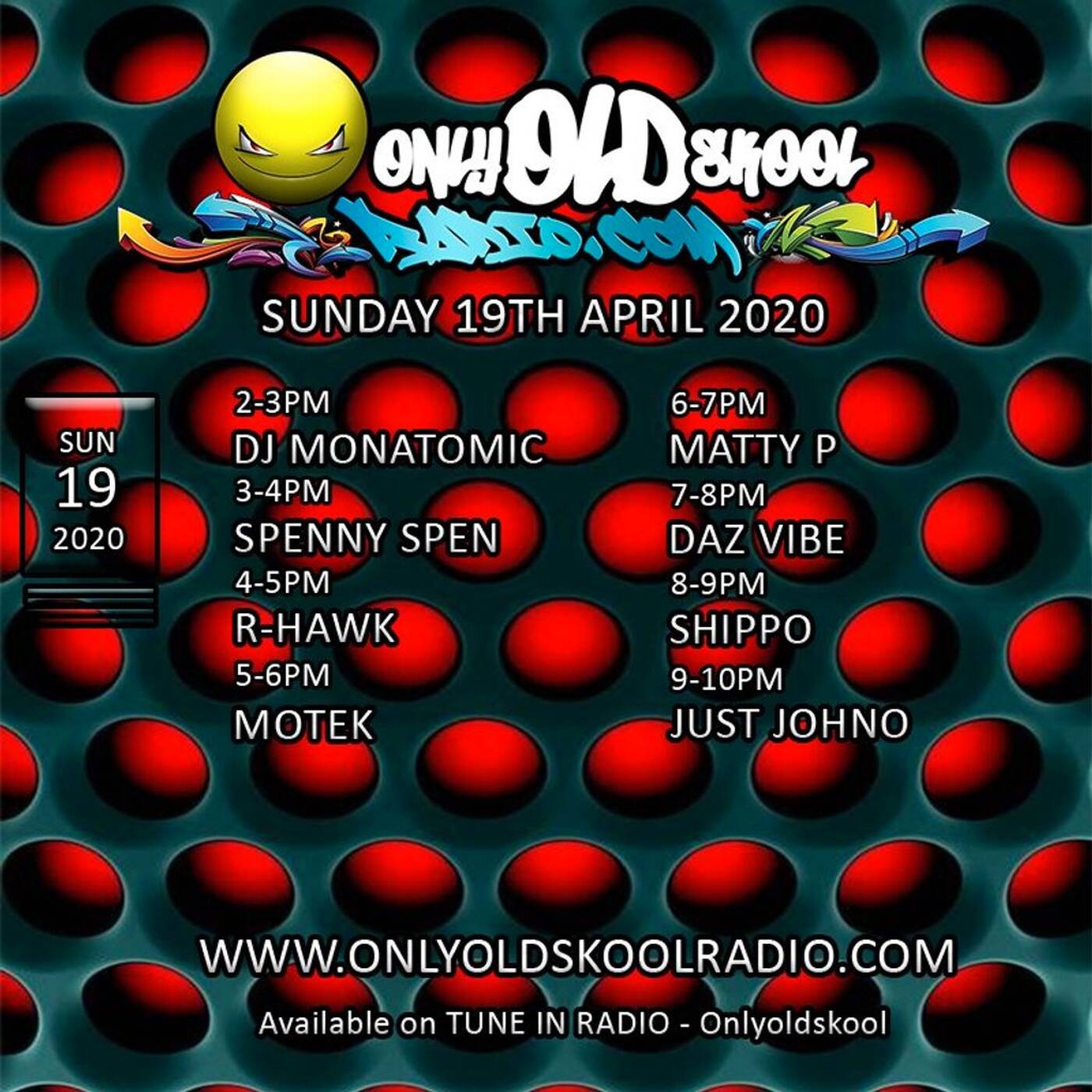 DJ R-Hawk Jungle Sunday 19th April 2020 Only Oldskool Radio episode artwork