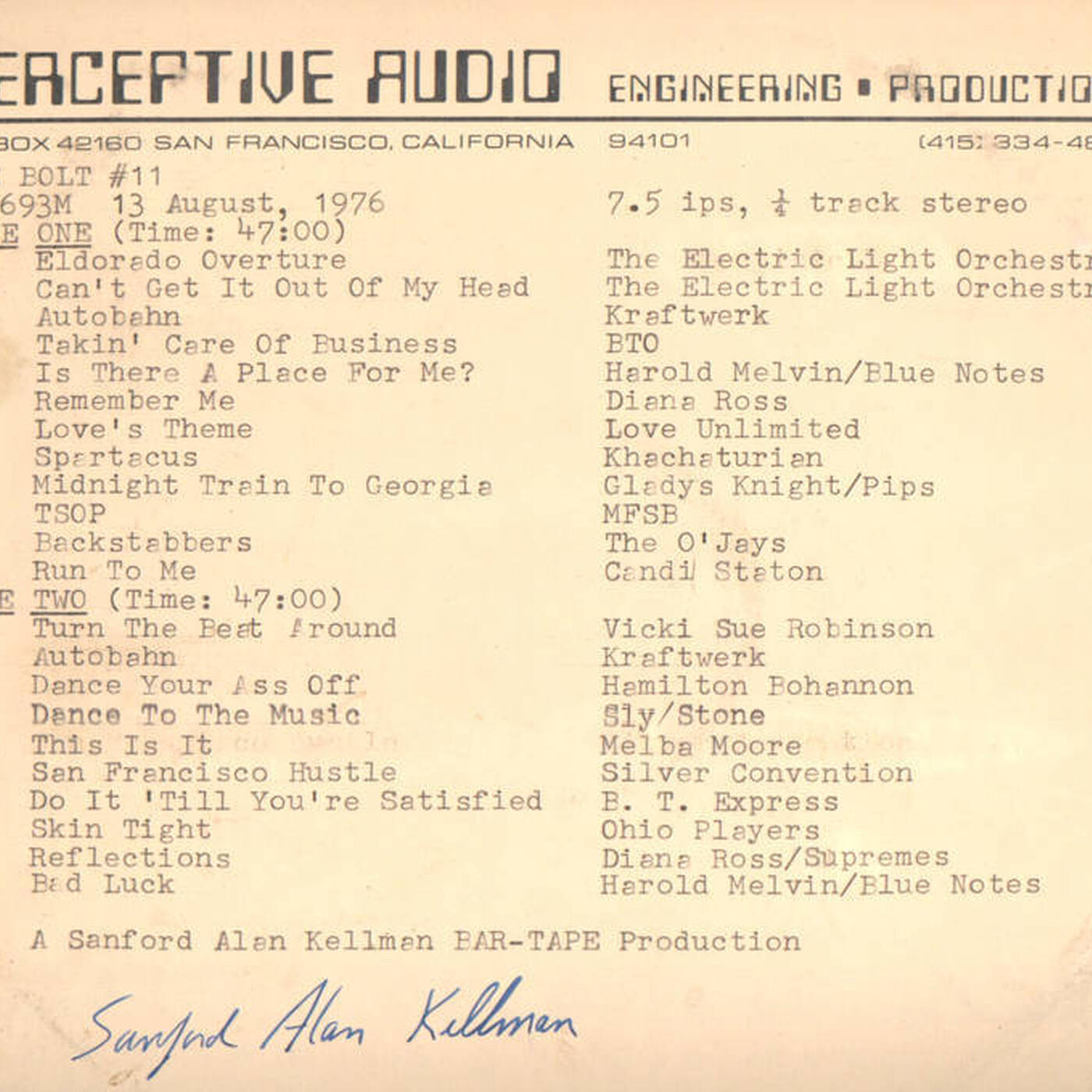 Perceptive Audio - The Bolt (SF) #11 - August 1976 episode artwork