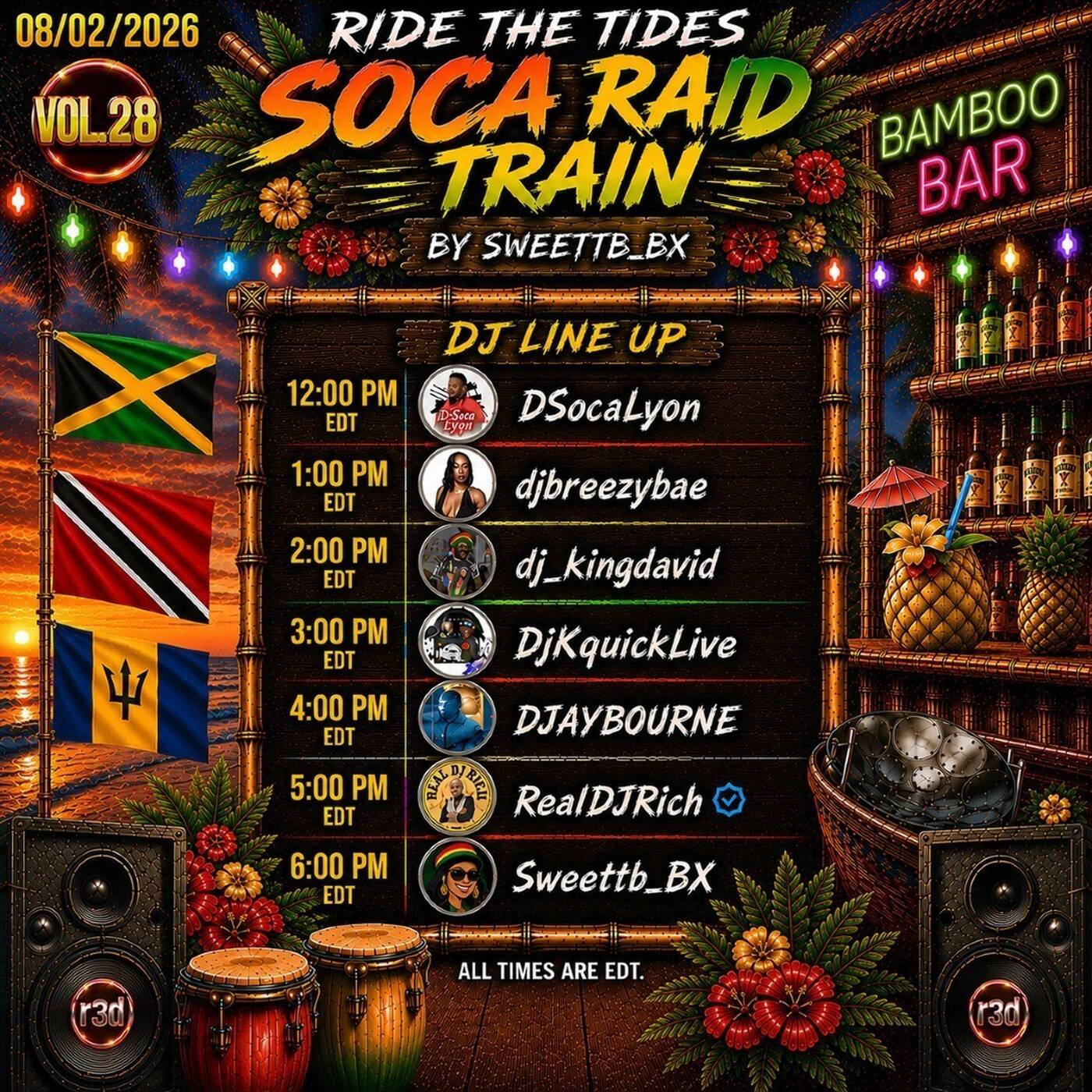 RIDE THE TIDES SOCA?RAID?TRAIN?VOL.28 Presented By @sweettb_bx ?3-4?PM?EST‼️(AUG 2, 2026) episode artwork