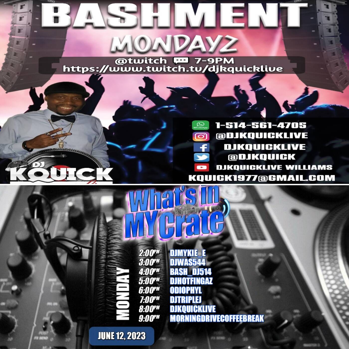 BASHMENT MONDAYZMIX SHOW LIVE 7-8PMEST | WHAT'S IN MY CRATE RAID 8-9PMEST | @djkquicklive IN THE MIX (June 12, 2023) episode artwork