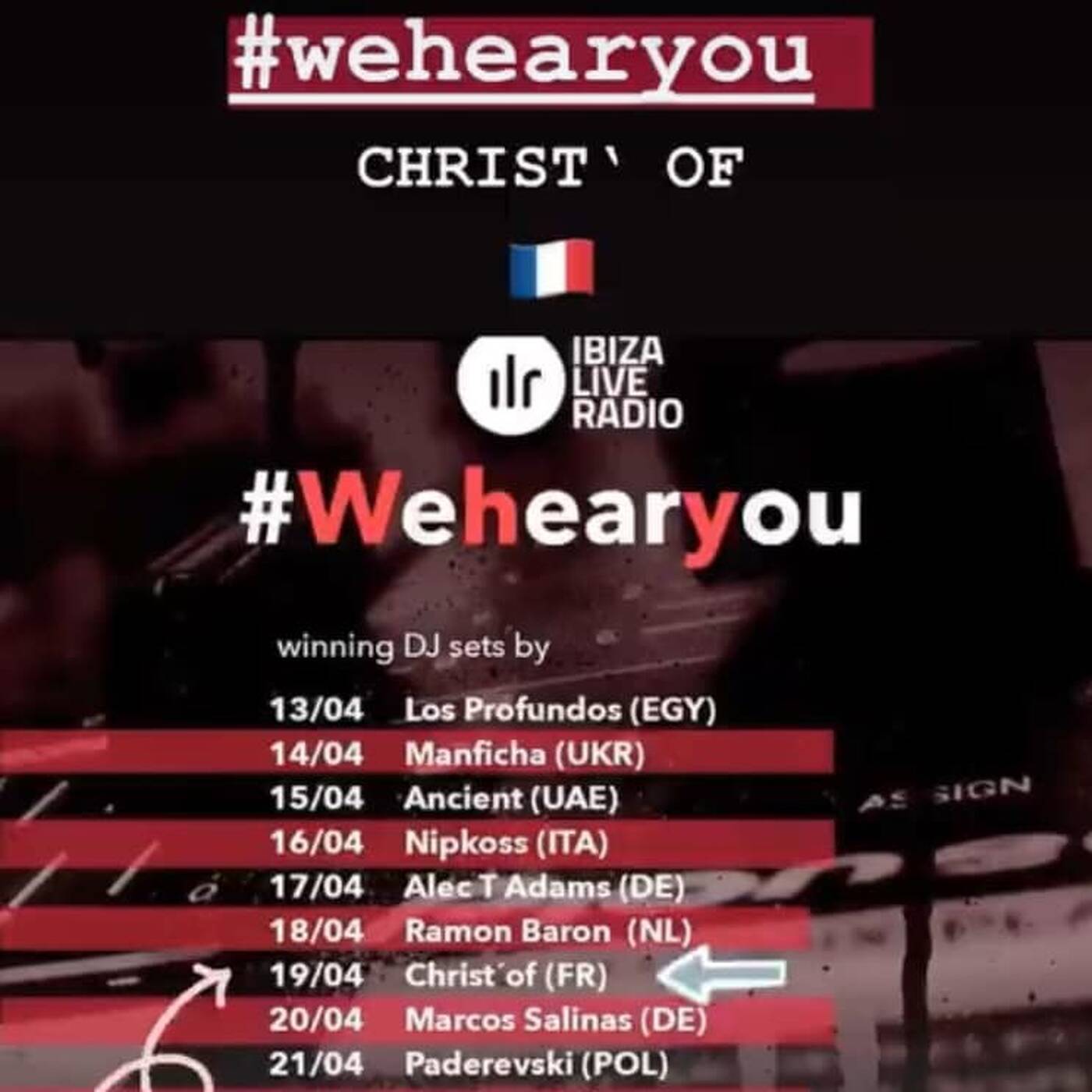 #Wehearyou Ibiza live radio winning mix episode artwork