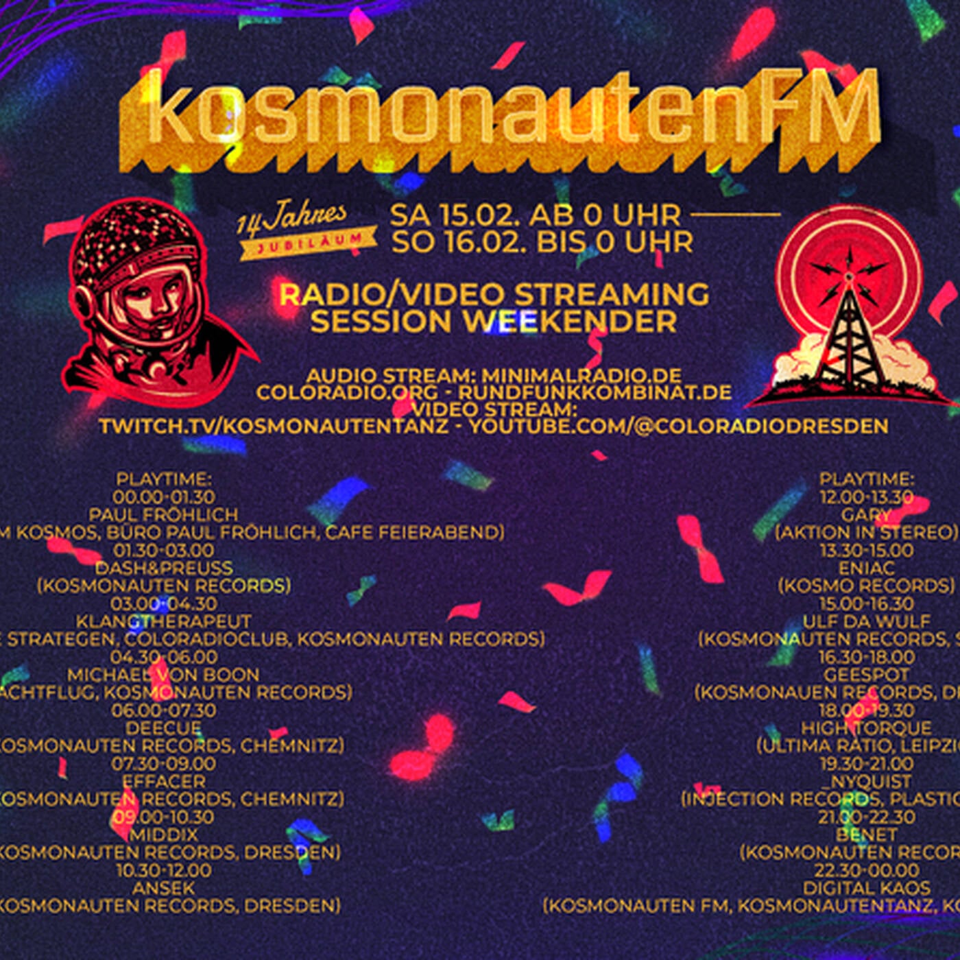 Dash & Preuss  - 14 Jahre Kosmonauten FM - 16.02.2025 (01.30 - 03.00 H) episode artwork