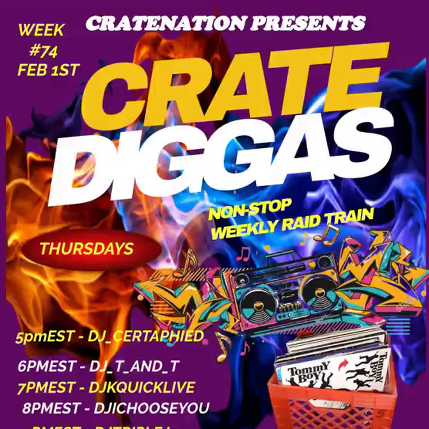 CRATE DIGGAS NON-STOP WEEKLYRAIDTRAIN#70 Hosted By @djkutemclose 7-8PMEST‼️| @djkquicklive IN THE MIX (FEB 01, 2023) episode artwork