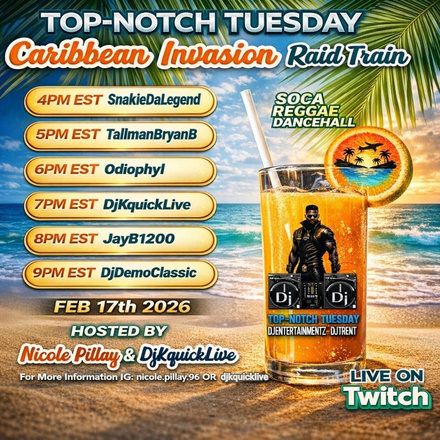 T.N.T CARIBBEAN INVASIONRAIDTRAINHosted By @nicolepillay & @djkquicklive 7-8PMEST‼️(FEB 17, 2026) episode artwork