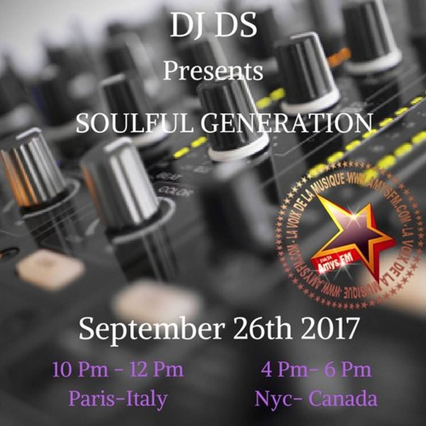 SOULFUL GENERATION AMYS FM LIVE SHOW BY DJ DS (FRANCE) SEPTEMBER 26TH 2017 episode artwork