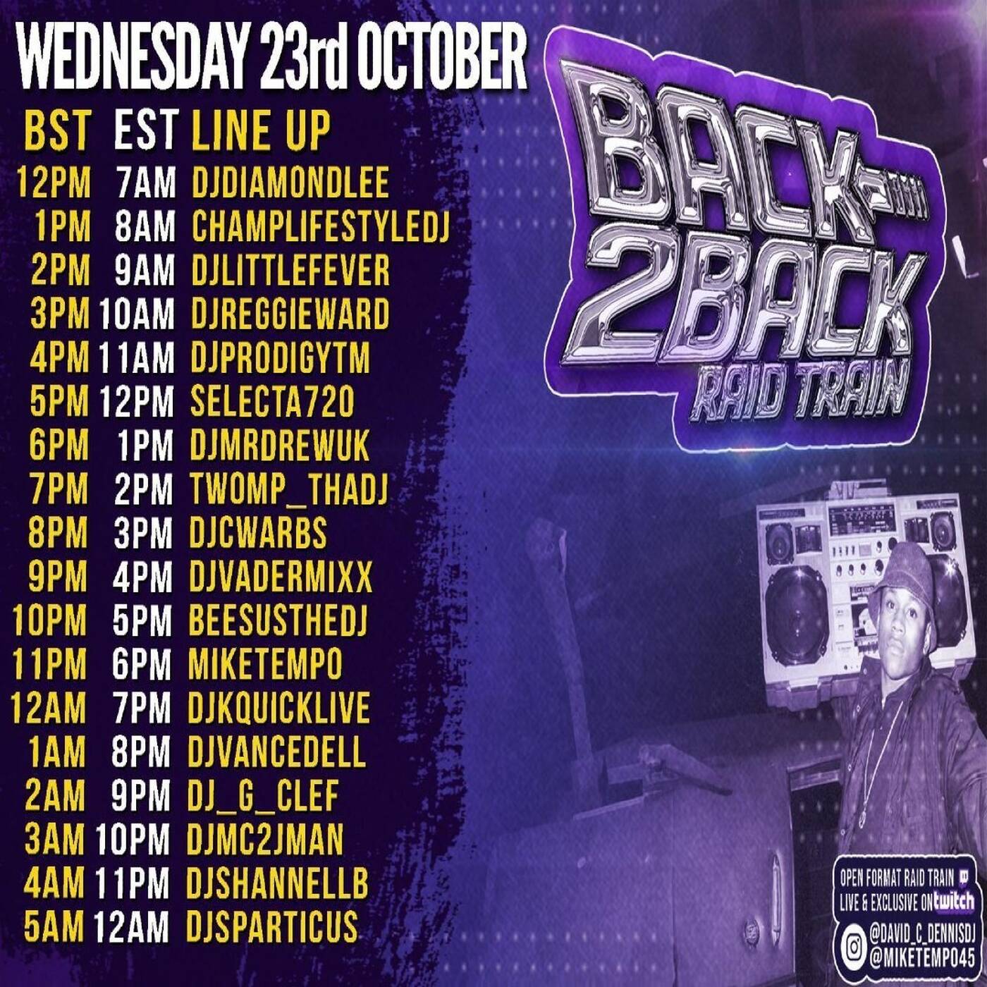 BACK2BACKWEDNESDAYSRAIDTRAINHosted By @david_c_dennisdj 7-8 PMEST‼️ episode artwork