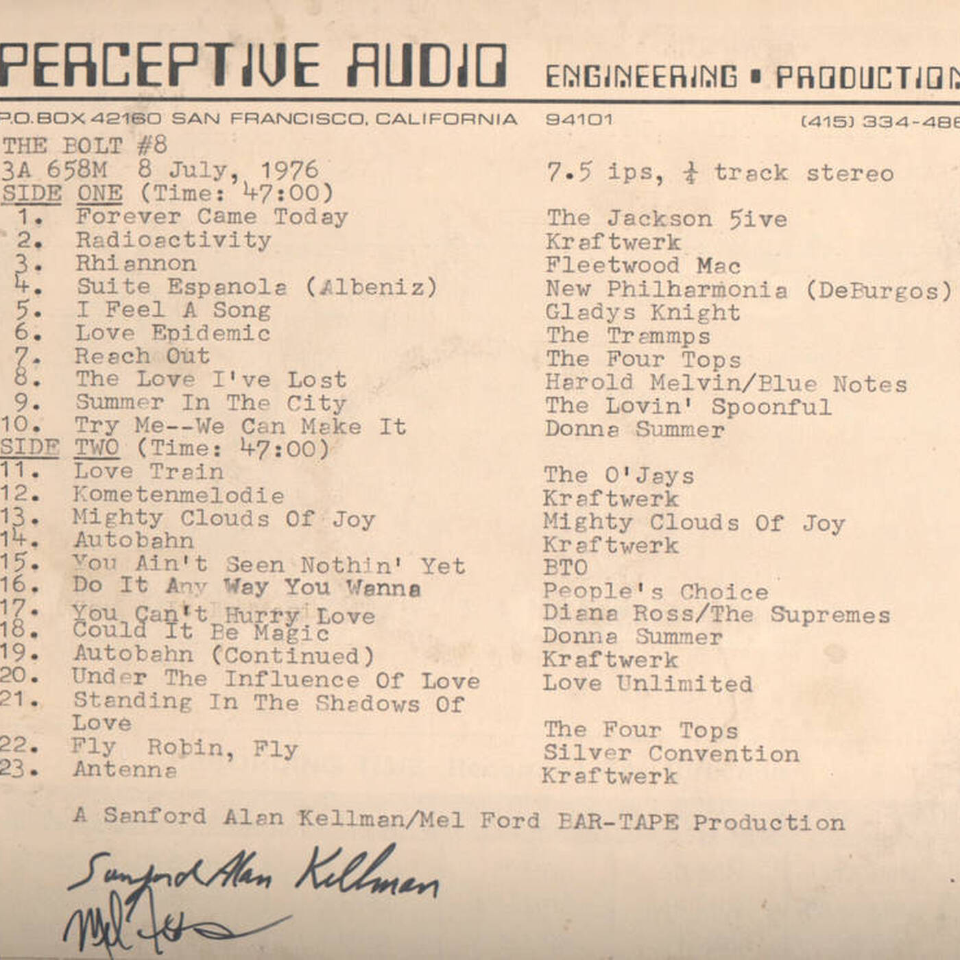 Perceptive Audio - The Bolt (SF) #8 - July 1976 episode artwork