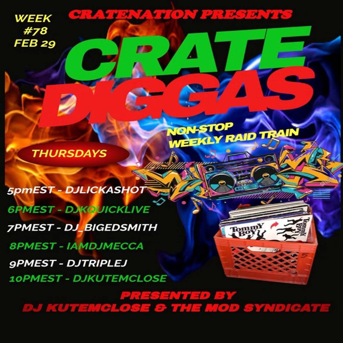 CRATE DIGGAS NON-STOP WEEKLYRAIDTRAIN#78 Hosted By @djkutemclose 6-7PMEST‼️ | @djkquicklive IN THE MIX (Feb 29, 2024) episode artwork