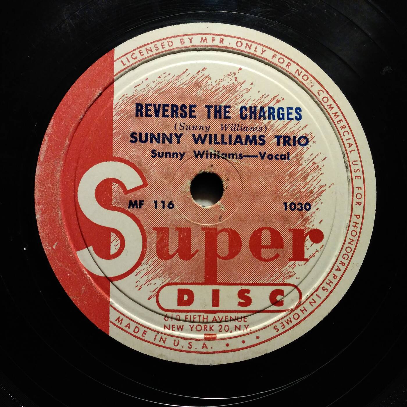 Sunny Williams Trio - Reverse The Charges (78 Superdisc 1030 - 1947) episode artwork