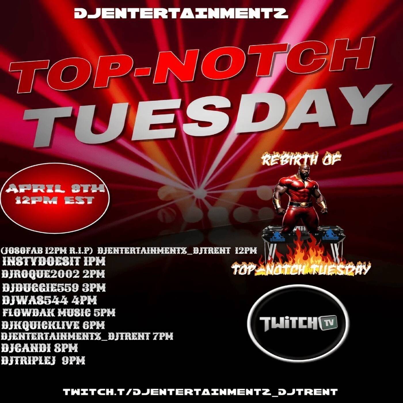 TOPNOTCHTUESDAYREBIRTHRAIDTRAINHosted By @djentertainmentz_djtrent 6-7PMEST‼️ | R.I.P @josofab    (APR 07, 2025) episode artwork