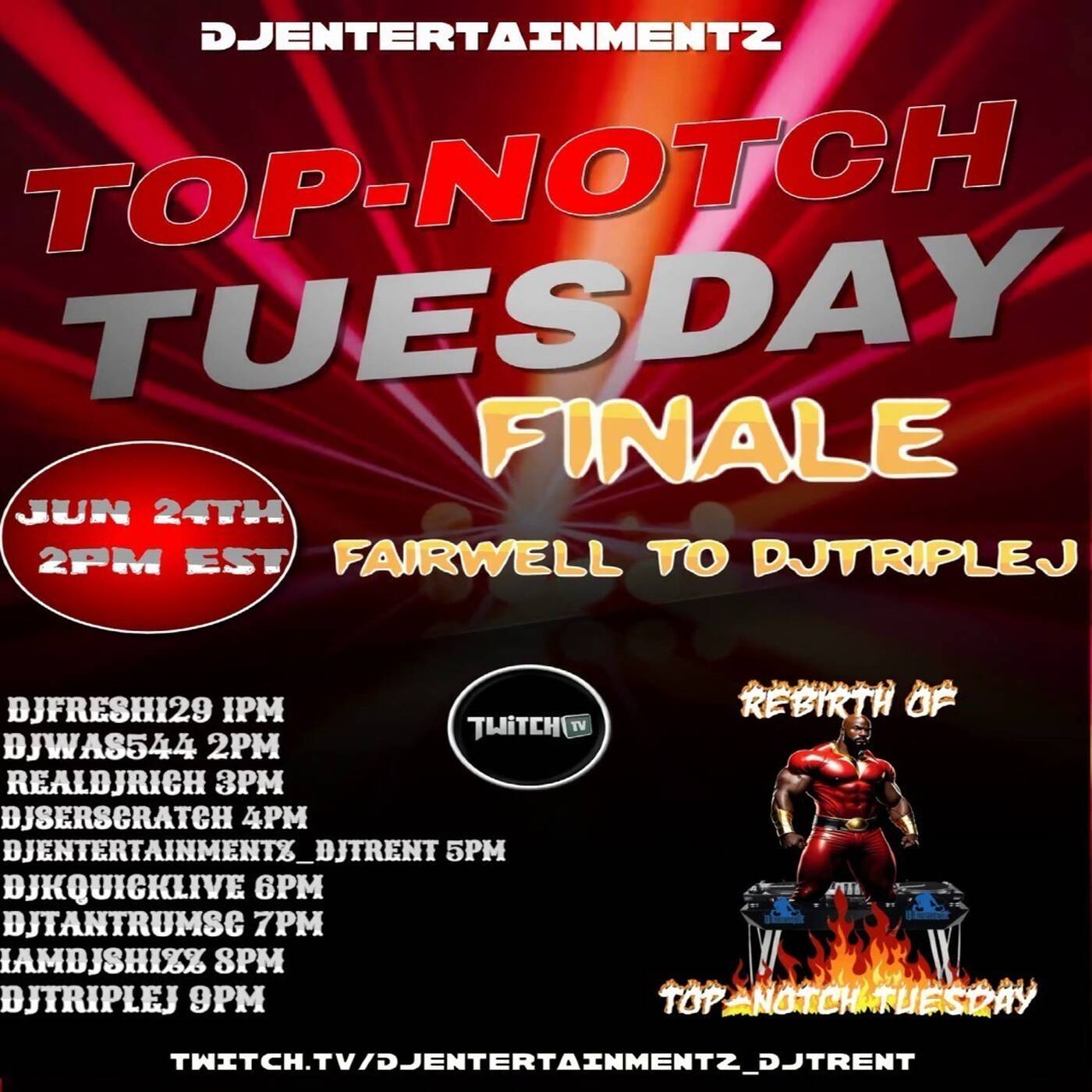 TOPNOTCHTUESDAYREBIRTHRAIDTRAINHosted By @djentertainmentz_djtrent 6-7PMEST‼️(JUNE 24, 2025) episode artwork