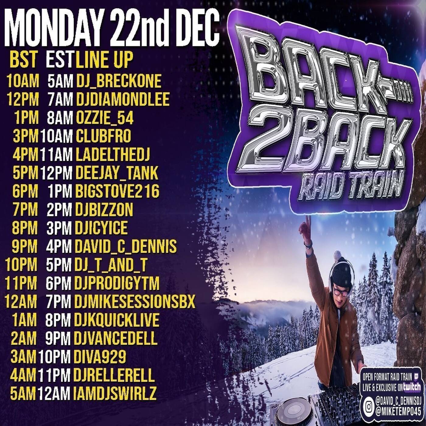 BACK2BACKMONDAYRAID☃️TRAINHosted By @david_c_dennis & @miketempo 8-9PMEST‼️(DEC 22, 2025) episode artwork