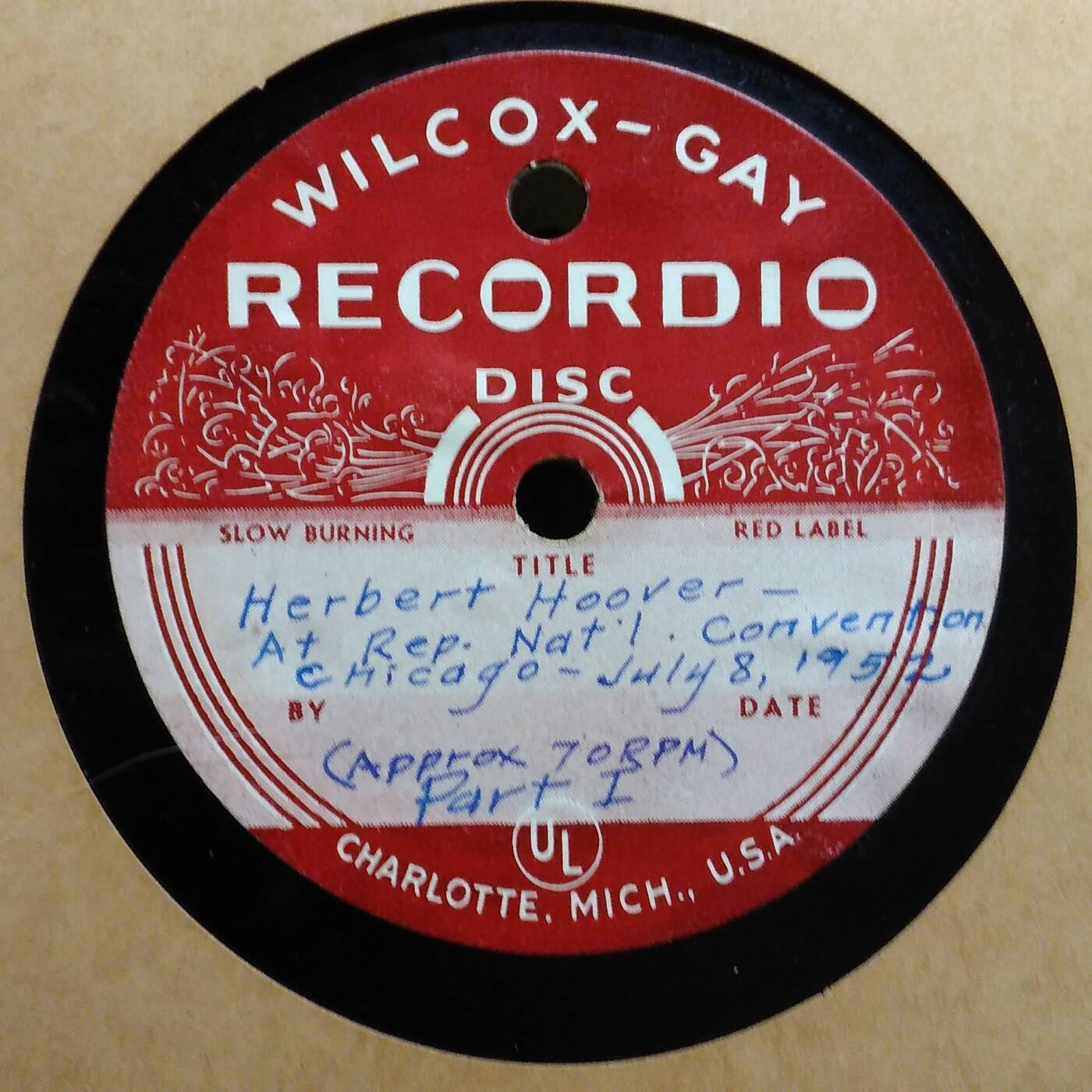 78 Acetate - Herbert Hoover at the Republican National Convention July 8th 1952 episode artwork