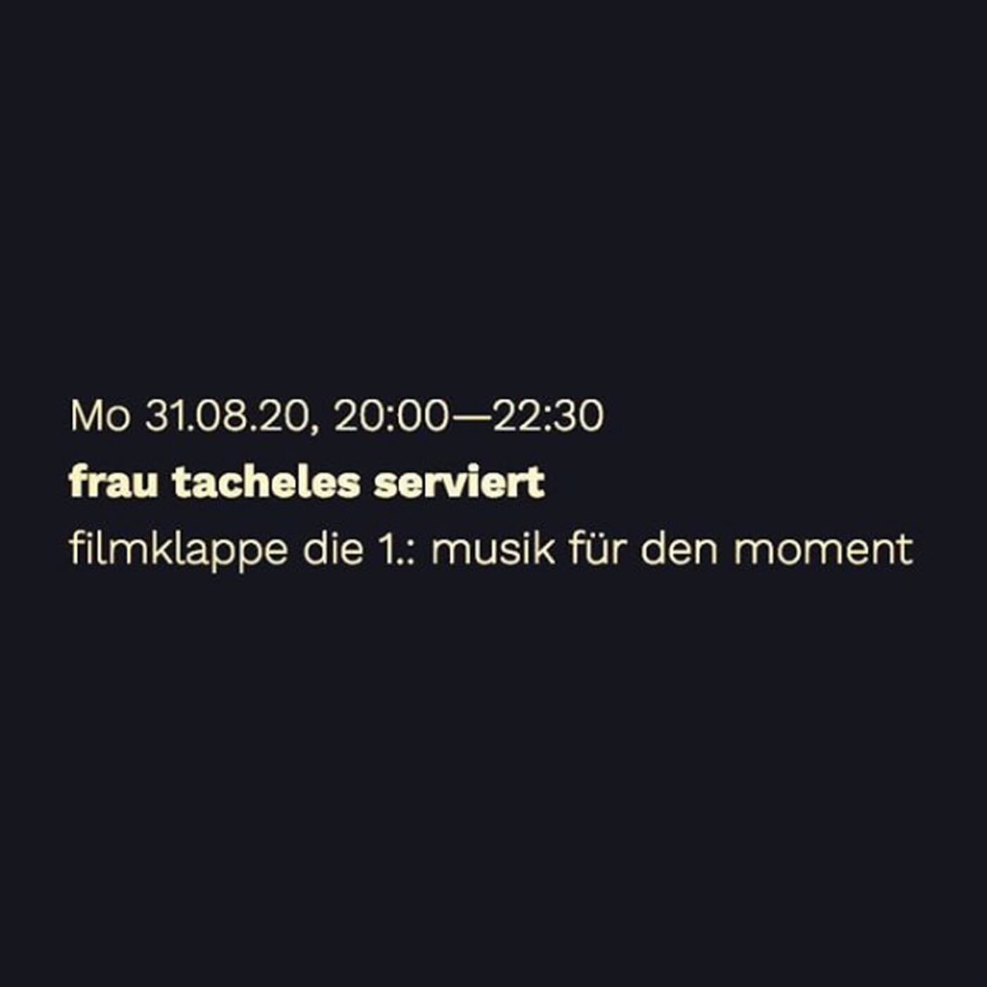 frau tacheles serviert 11 filmklappe die 1. - frau tacheles - 31.08.20 episode artwork