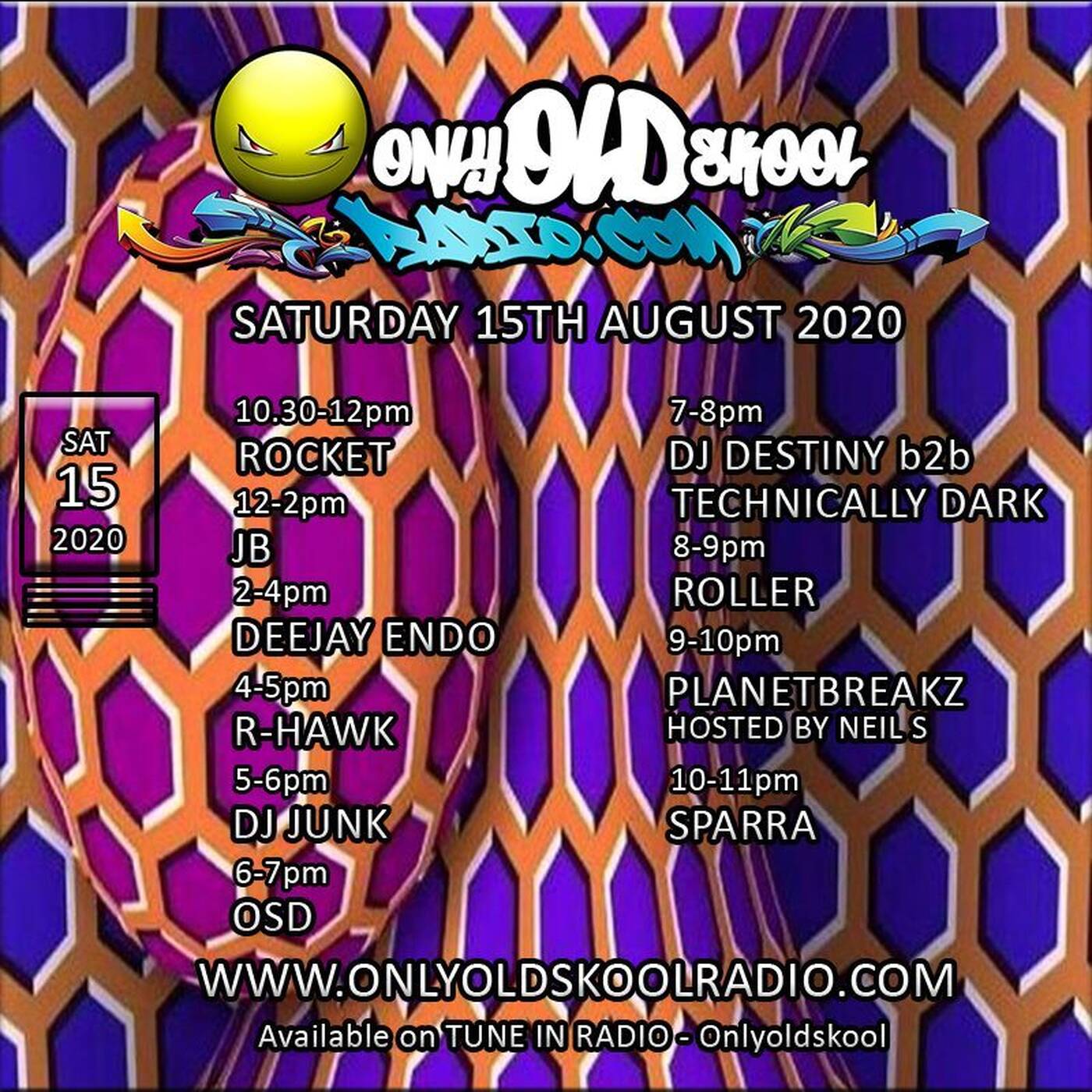 DJ R-Hawk - Saturday Jungle Show - 15 Aug 2020 - Only Oldskool Radio episode artwork