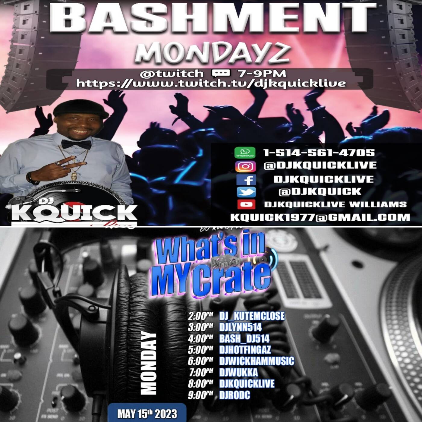 BASHMENT MONDAYZ MIX SHOW LIVE 7-8PM | WHAT'S IN MY CRATE RAID 8-9PM | DjKquicklive On Twitch (05-15-23) episode artwork