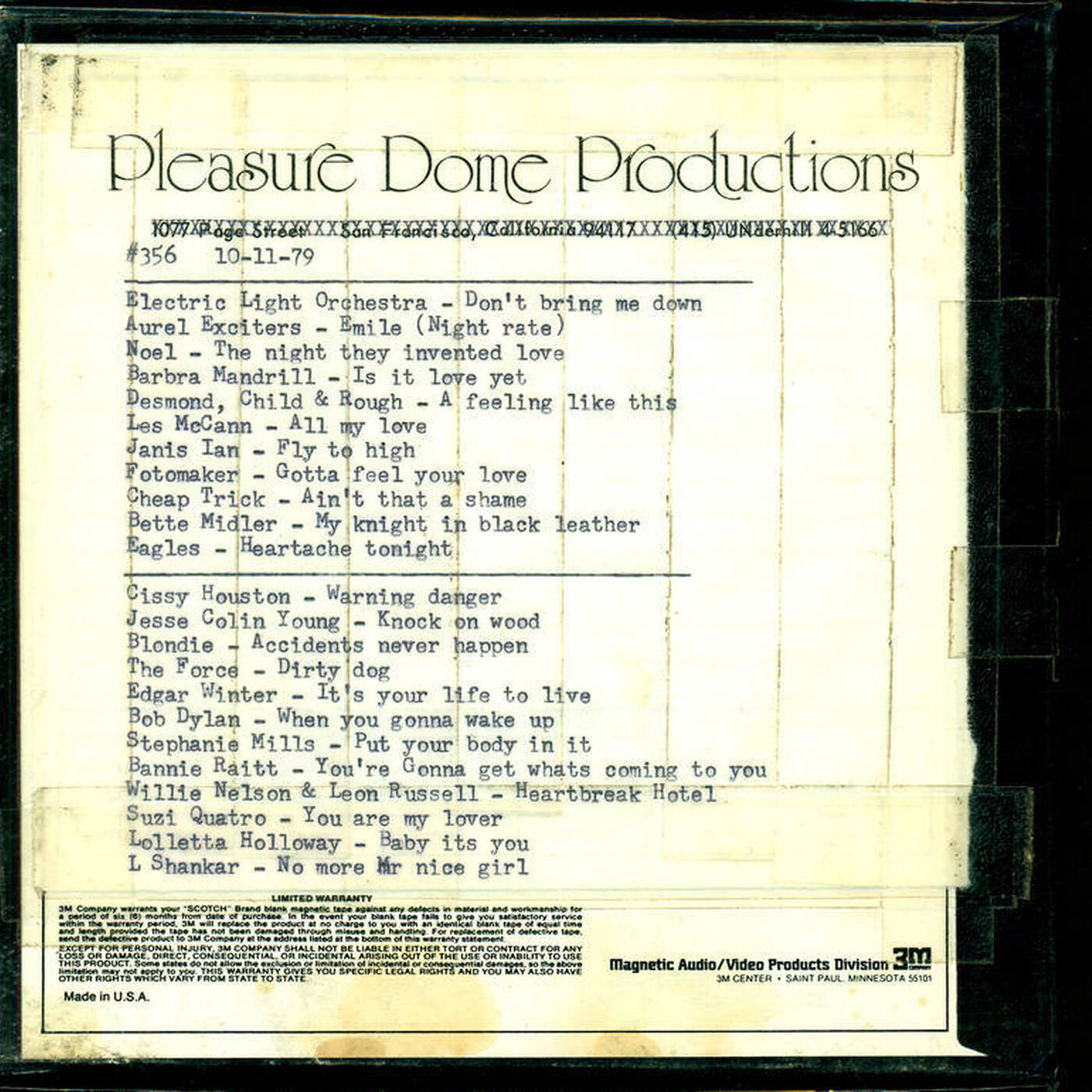 Pleasure Dome Productions #356 - 10-11-79 episode artwork