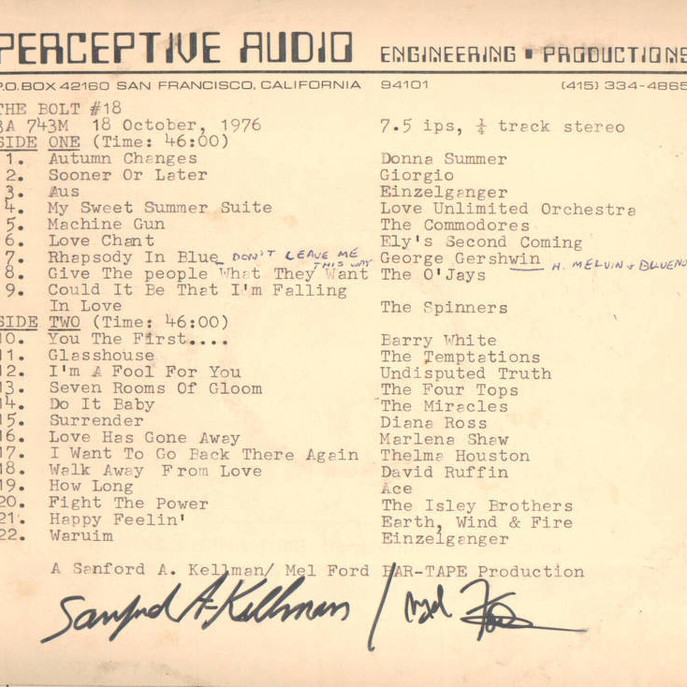 Perceptive Audio - The Bolt (SF) #18 - October 1976 episode artwork