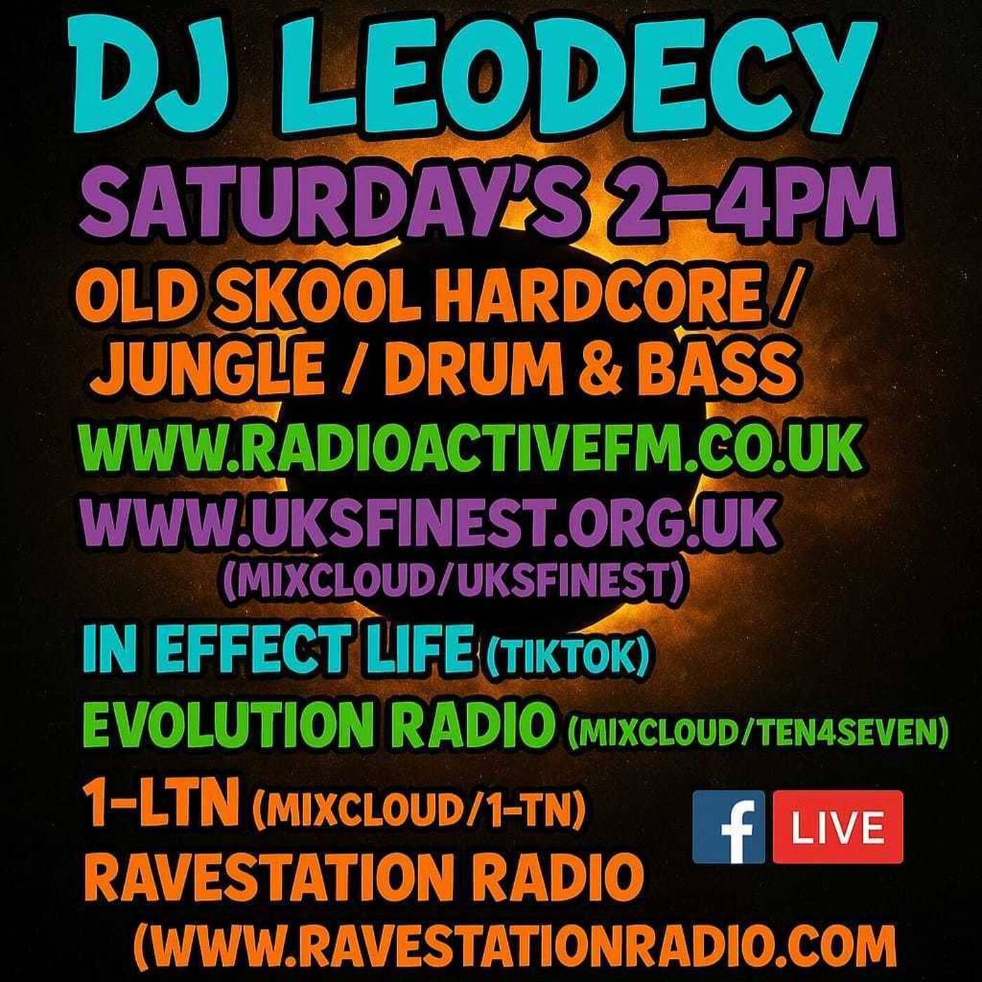 Leodecy Live, 2-4pm, 1.11.25, RadioActive Fm B2b Uks Finest B2b In Effect B2b Evolution Radio B2b 1-LTN B2b Ravestation Radio B2b Facebook Live, 1994 Jungle Set Pt.2 episode artwork