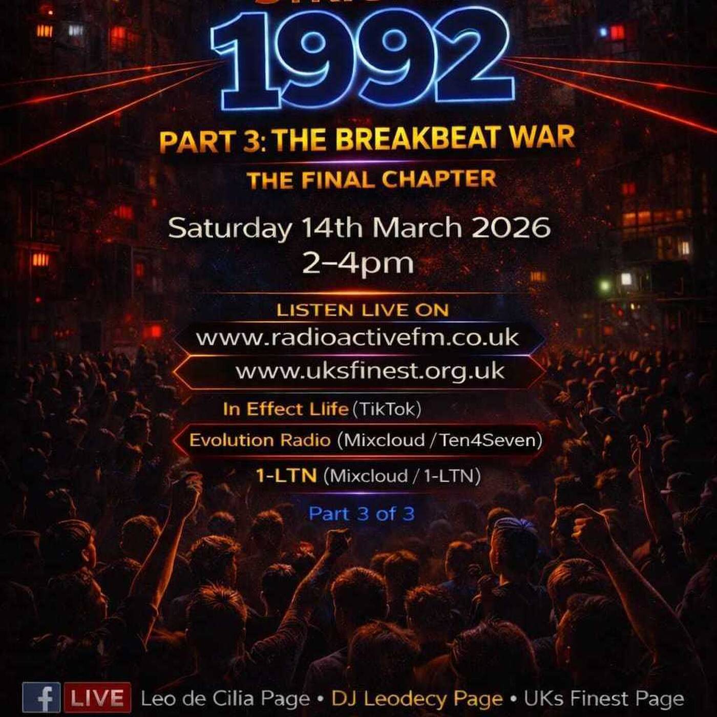 Leodecy Live, 14.3.26, 2-4pm, Strictly 1992 Old Skool Pt.3 The Breakbeat War