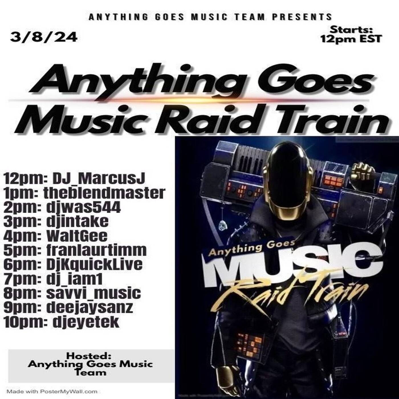 ANYTHINGGOESMUSICRAIDTRAINHosted By A.G.M.C 6-7PMEST‼️ | @djkquicklive IN THE MIX (Mar 8, 2024) episode artwork