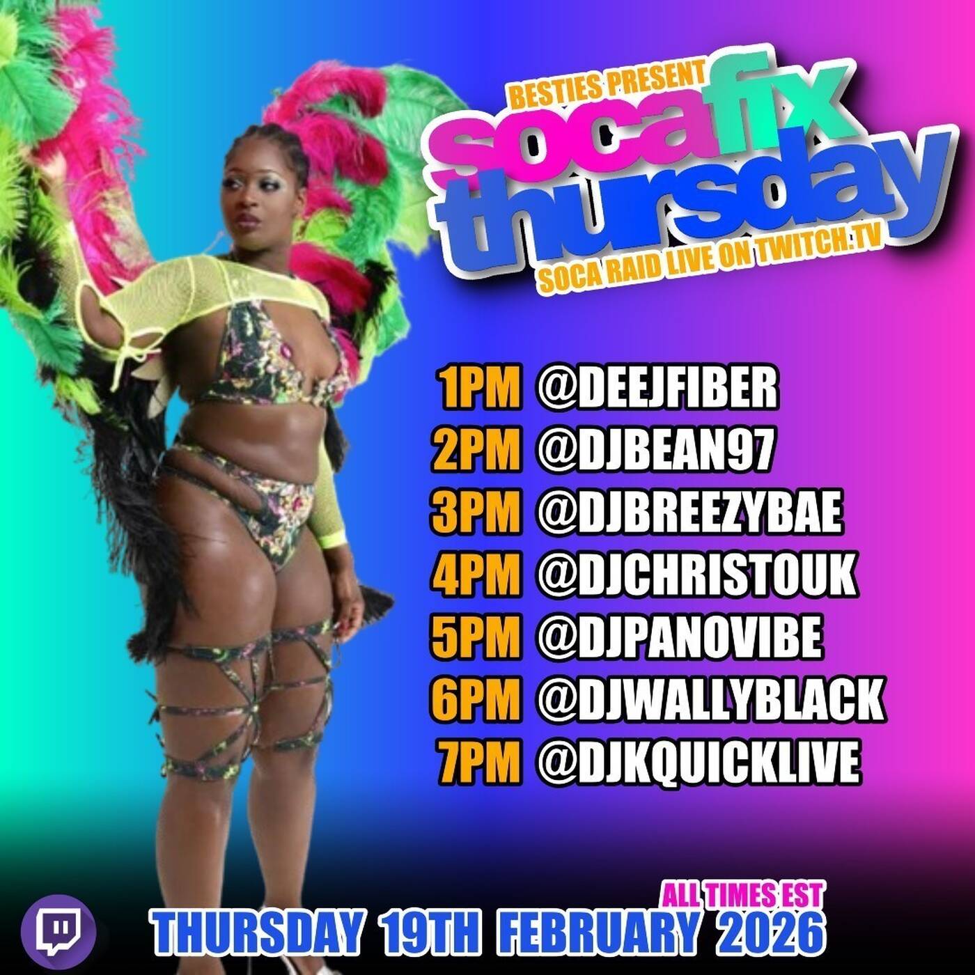 SOCA FIX THURSDAYRAIDTRAIN Hosted By The BESTIES 7-8PMEST‼️ | @djkquicklive IN THE MIX (FEB 19, 2026) episode artwork