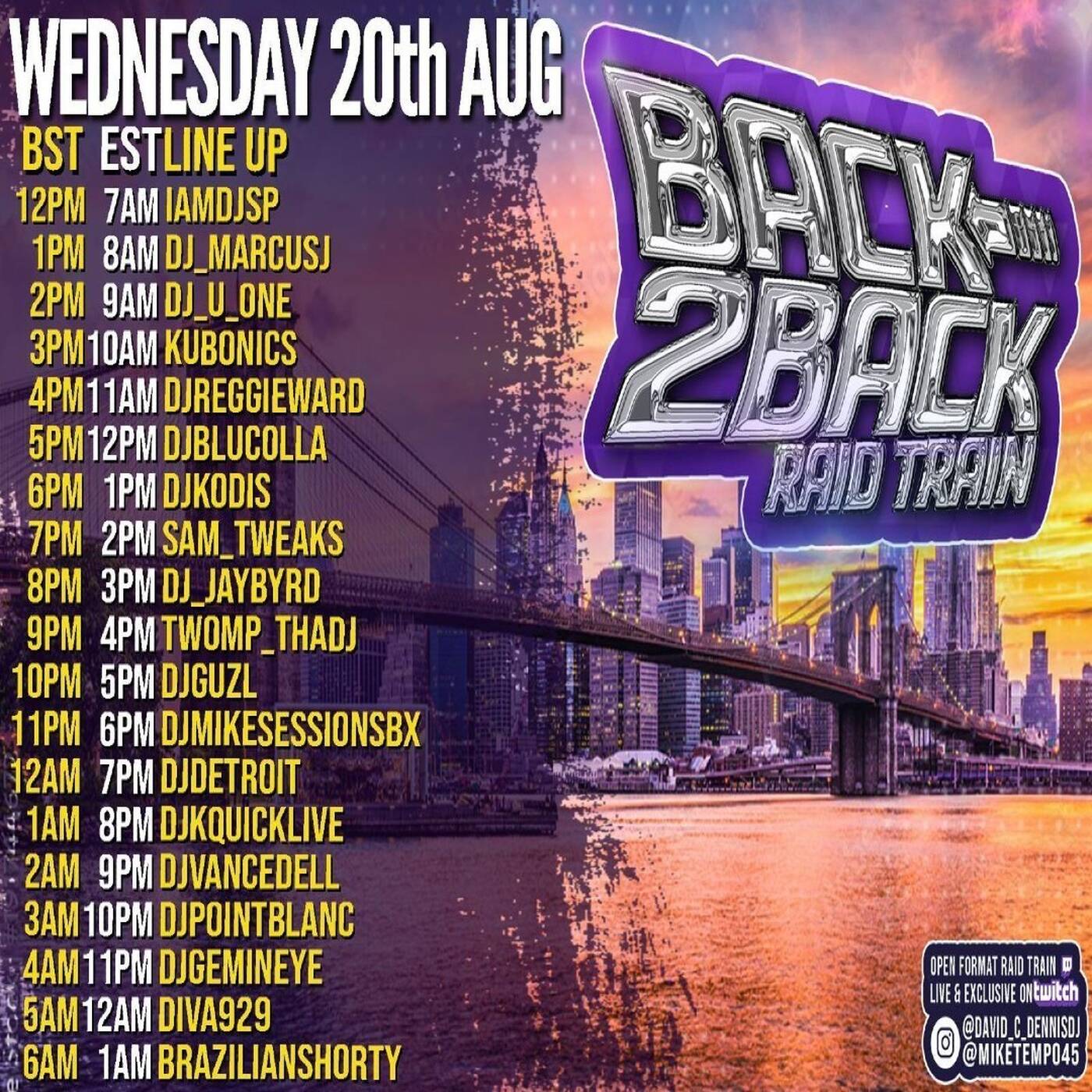 BACK2BACKWEDNESDAYSRAIDTRAINHosted By @david_c_dennisdj & @miketempo 8-9PMEST‼️(AUG 20, 2025) episode artwork