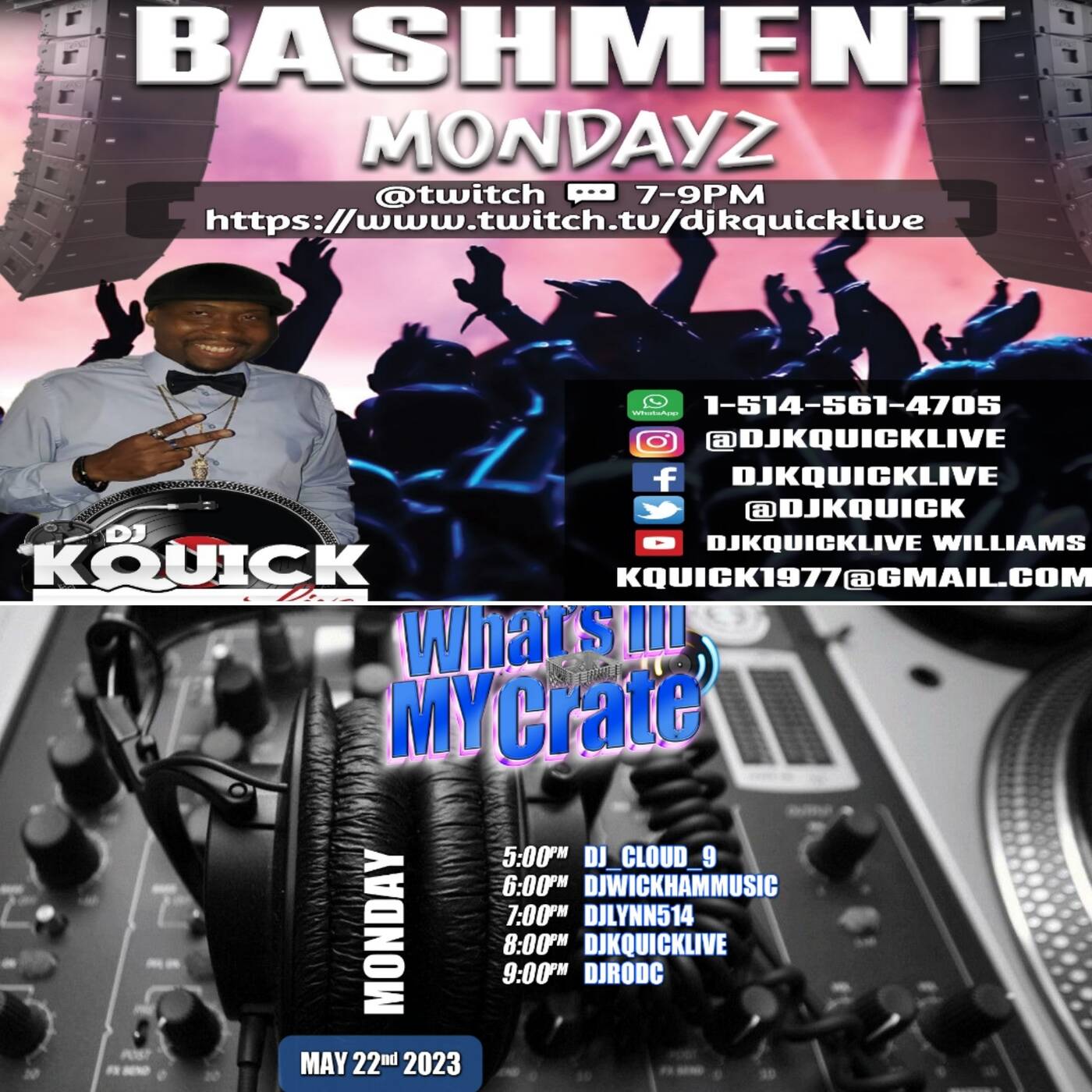 BASHMENT MONDAYZ MIX SHOW LIVE 7-8PM | WHAT'S IN MY CRATE RAID 8-9PM | DjKquickLive On Twitch (05-22-23) episode artwork