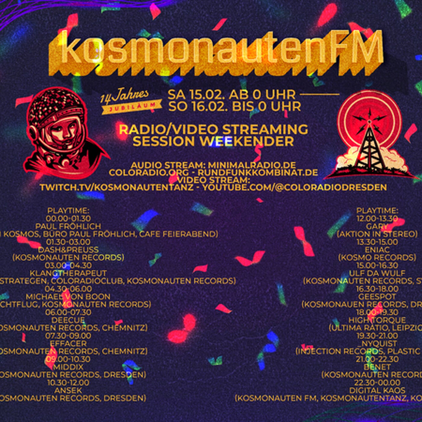 Deecue - 14 Jahre Kosmonauten FM - 16.02.2025 (06.00 - 07.30 H) episode artwork