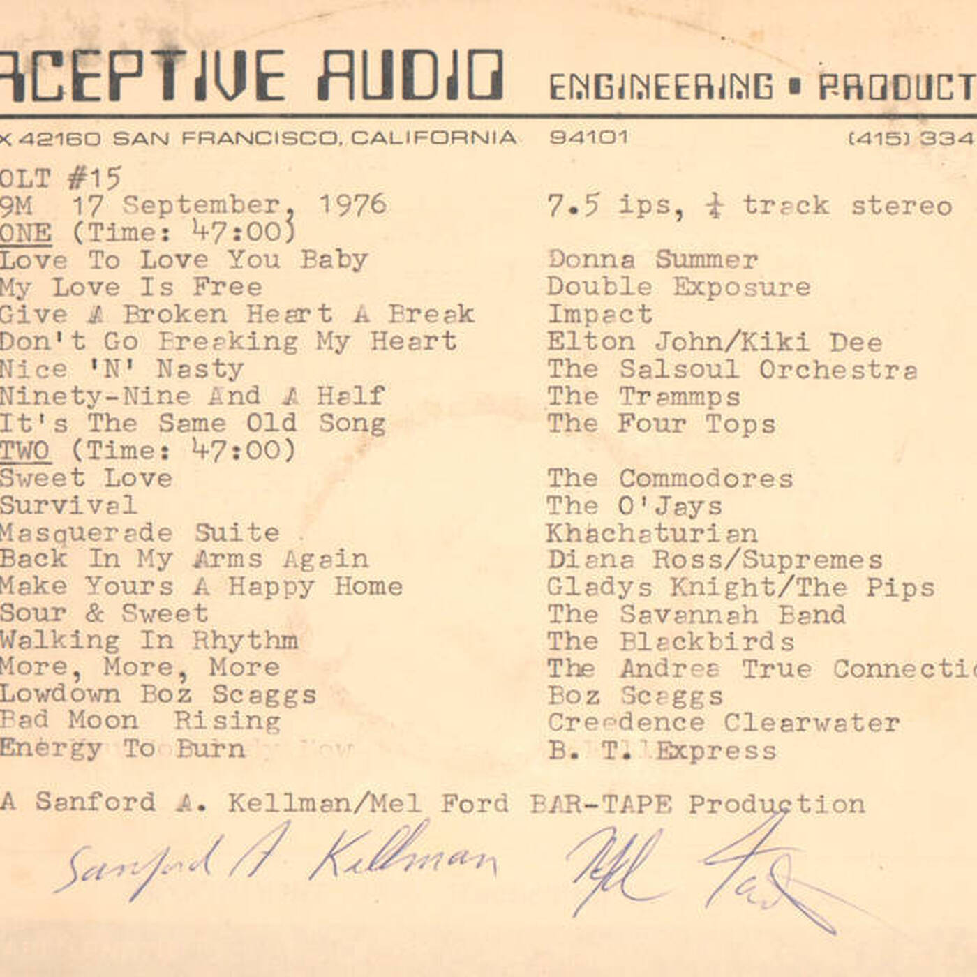 Perceptive Audio - The Bolt (SF) #15 - 9-17-76 episode artwork