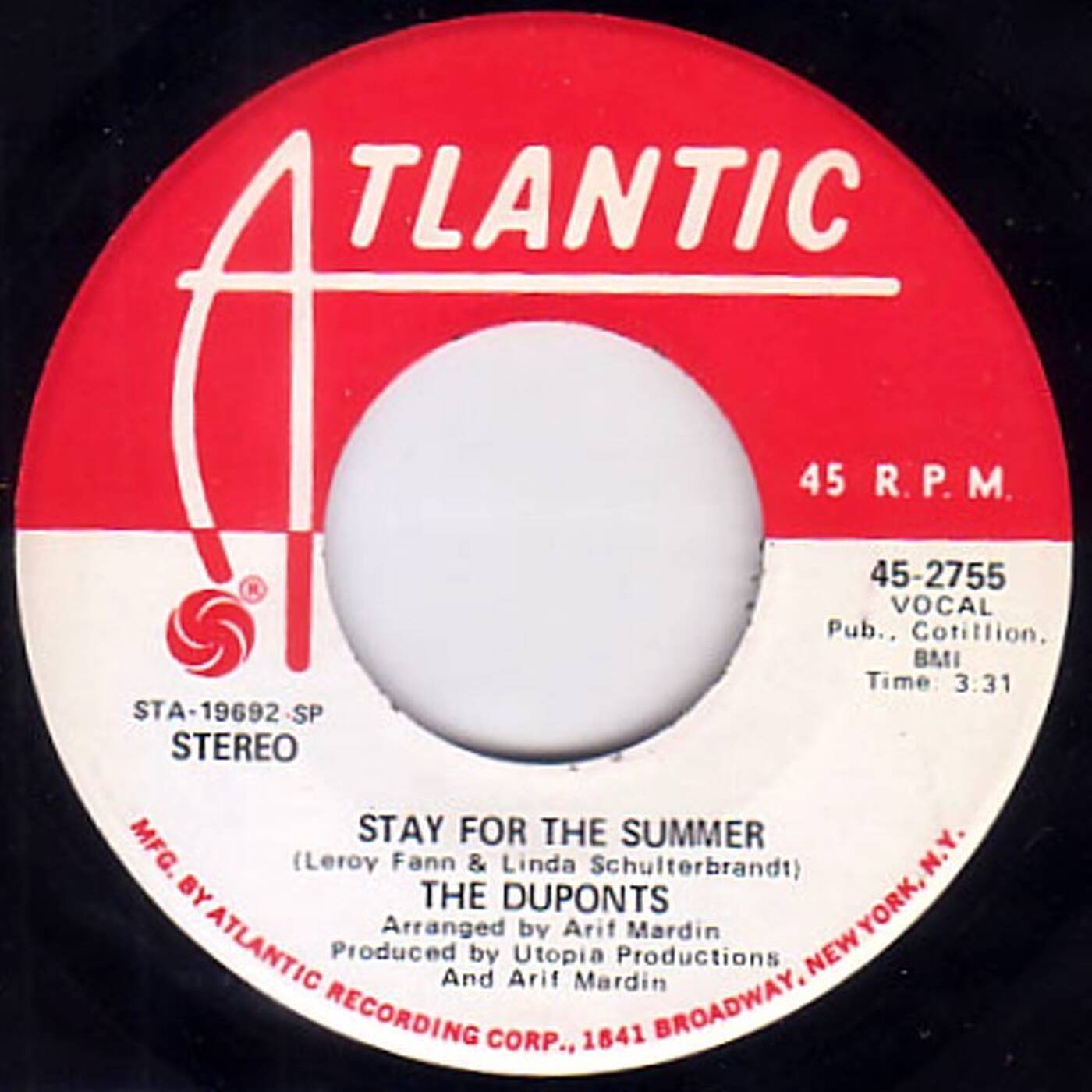 45 Duponts ‎– Stay For The Summer (Fade 45 Promo Atlantic 1970) episode artwork