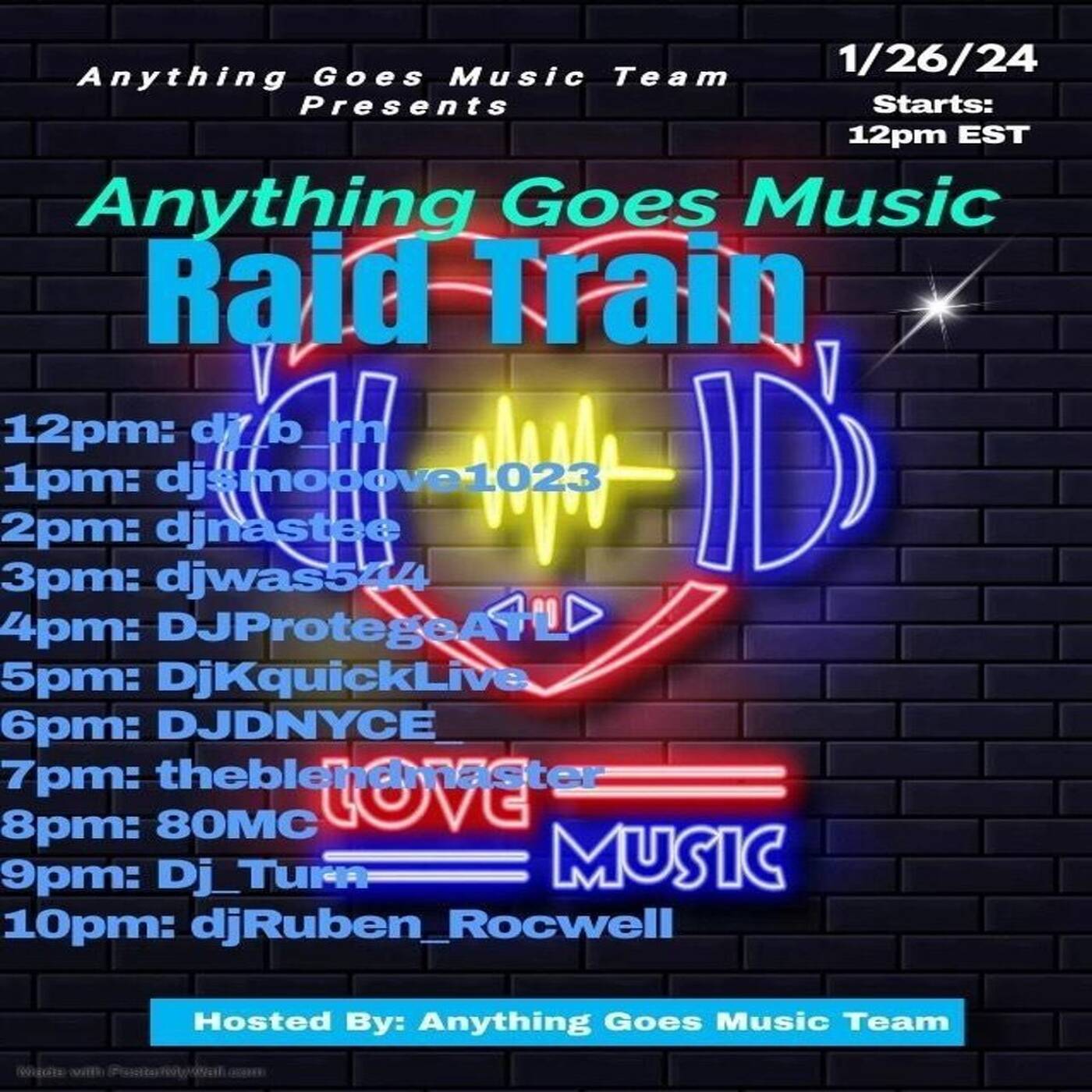 ANYTHINGGOESMUSICRAIDTRAINHosted By A.G.M.C 5-6PMEST‼️ | @djkquicklive IN THE MIX (JAN 26, 2024) episode artwork