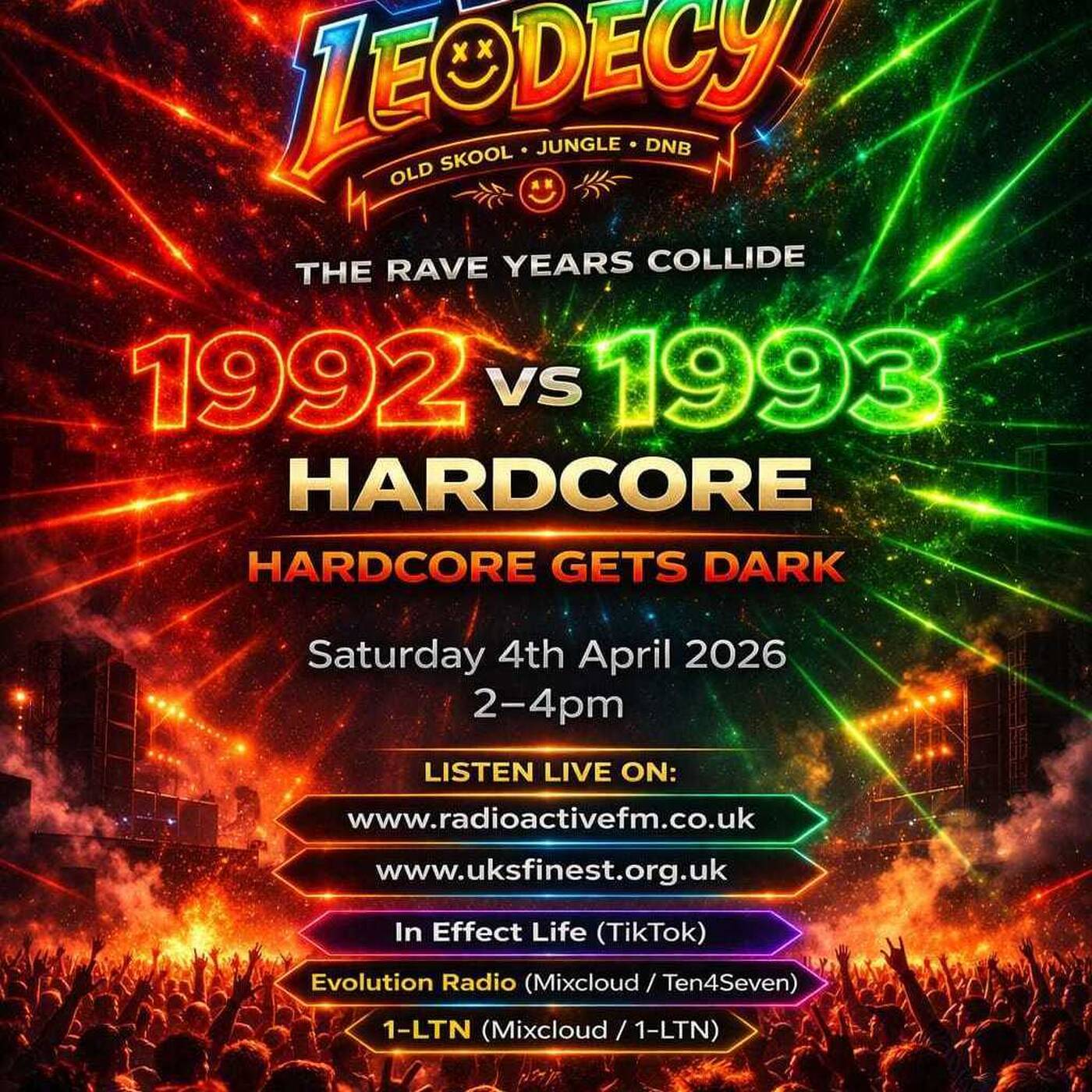 Leodecy Live, 4.4.26, 2-4pm 1992 vs 1993 Pt3 Hardcore Gets Dark episode artwork