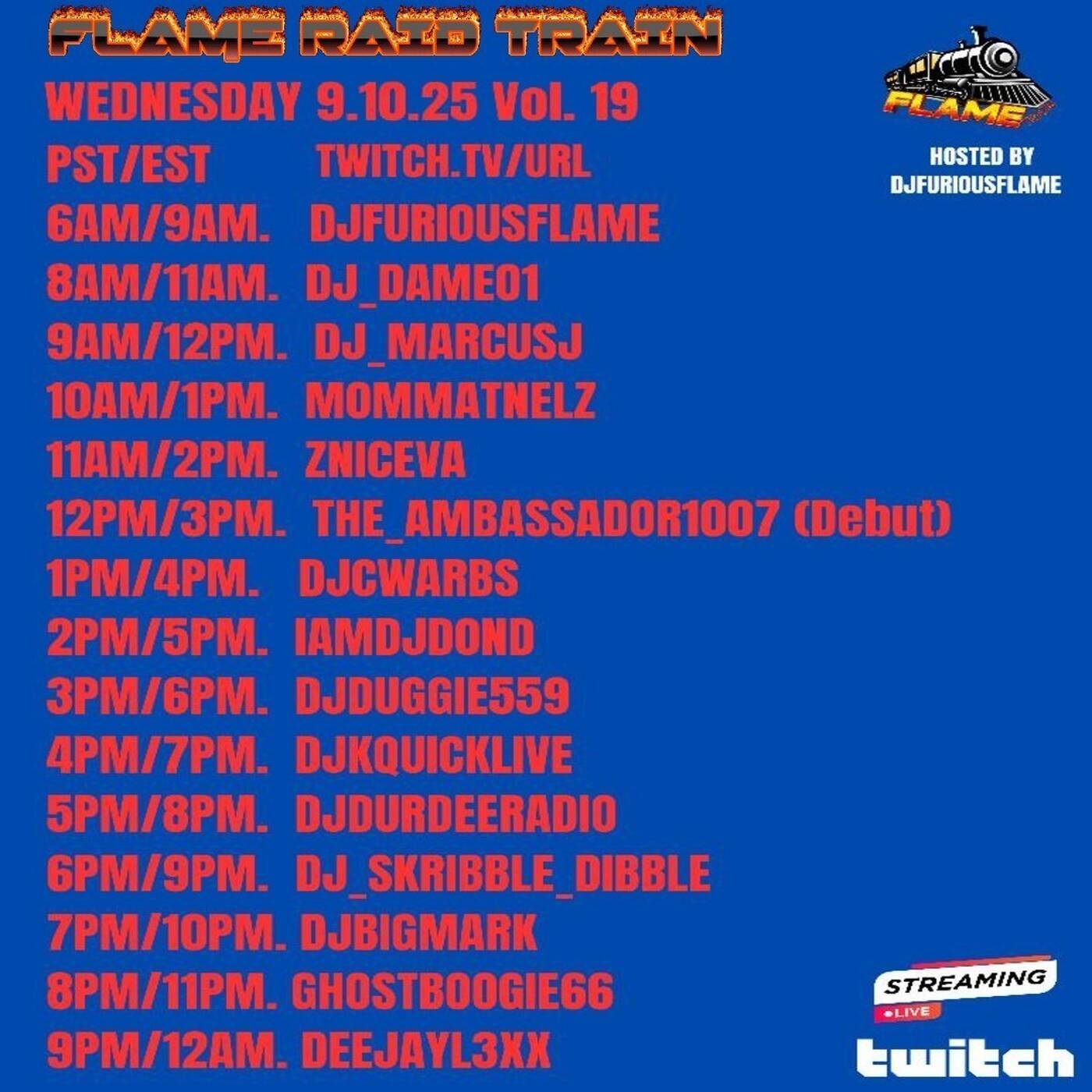 FLAMETRAINRAIDTRAINHosted By @djfuriousflame 7-8PMEST‼️(SEP 10, 2025) episode artwork