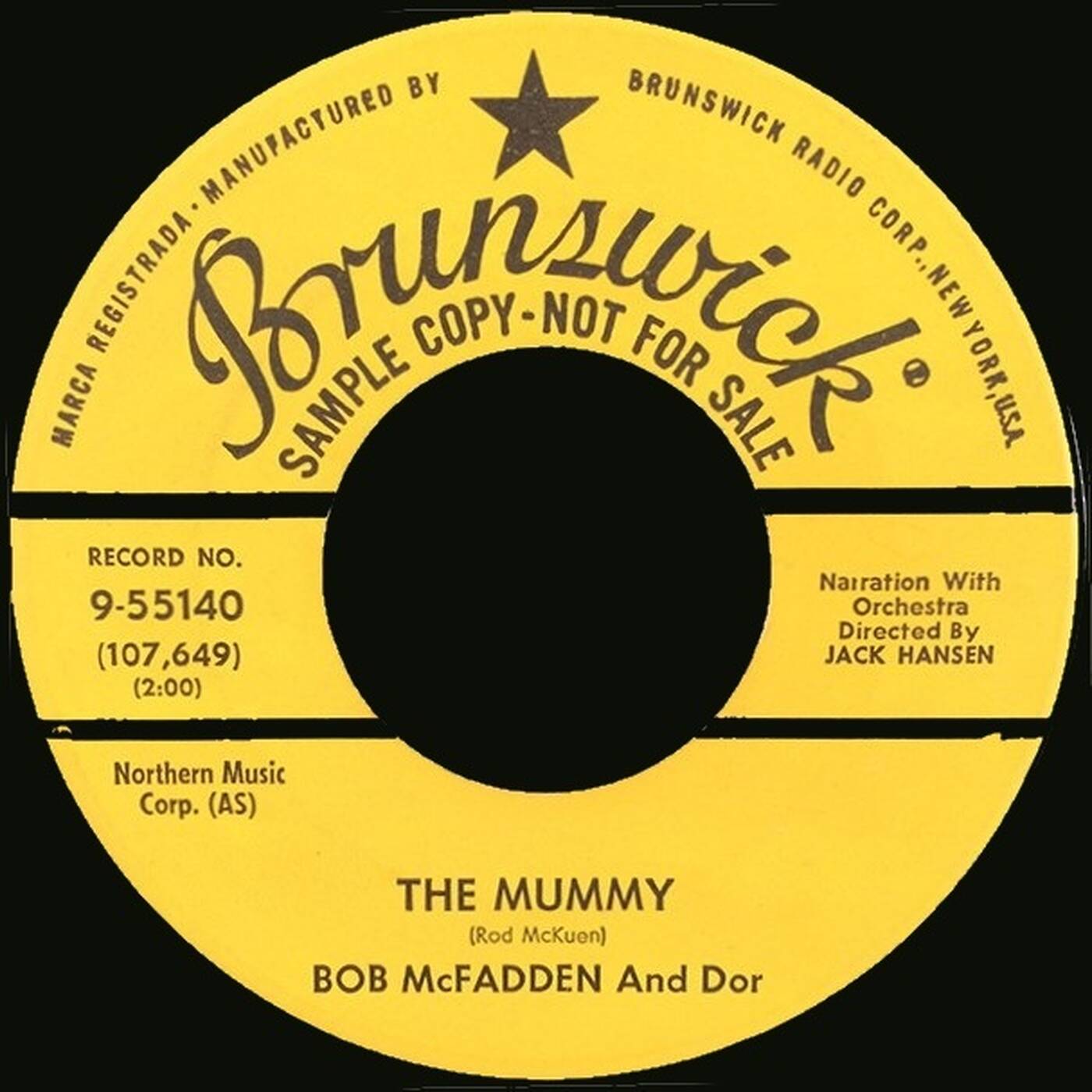 Bob McFadden & Dor ‎– The Mummy (Written By - Rod McKuen Brunswick 1959) episode artwork