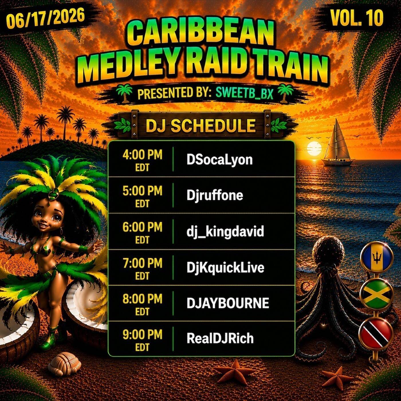 CARIBBEAN MEDLEYRAIDTRAINVOL.10 Hosted By @sweettb_bx 7-8PMEST‼️(JUNE 17, 2026) episode artwork
