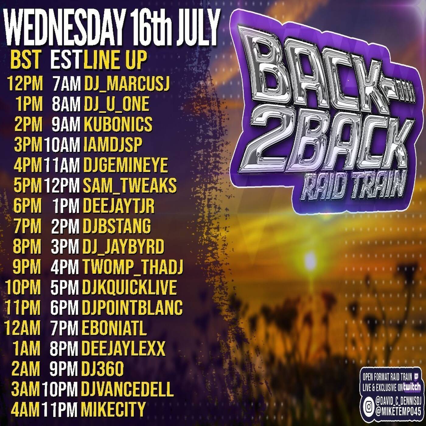 BACK2BACKWEDNESDAYSRAIDTRAINHosted By @david_c_dennisdj & @miketempo 8-9PMEST‼️(JULY 16, 2025) episode artwork
