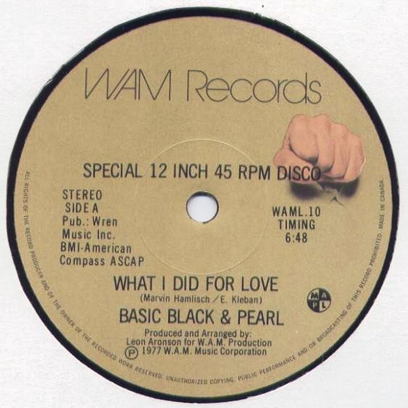 Basic Black & Pearl - What I Did For Love (Fade 12 WAM Records 1977) episode artwork