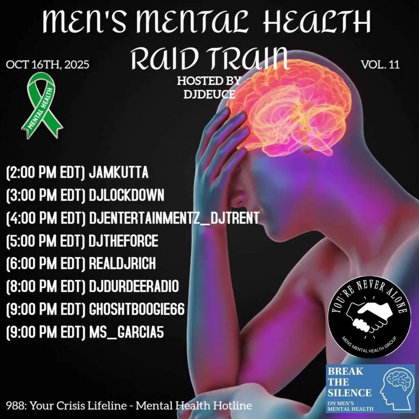 MEN'SMENTAL‍HEALTHRAIDTRAINVOL.11 Hosted By @djdeuce 9-10PMEST‼️(OCT 16, 2025) episode artwork